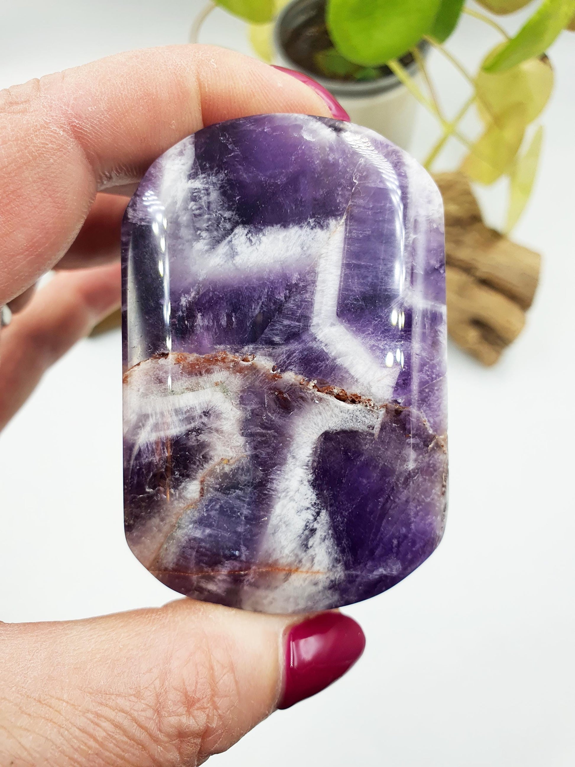Large Dream Amethyst Palm / Dream Amethyst Palm Stone / Pocket Stone / Amethyst Meditation Palm - 155g