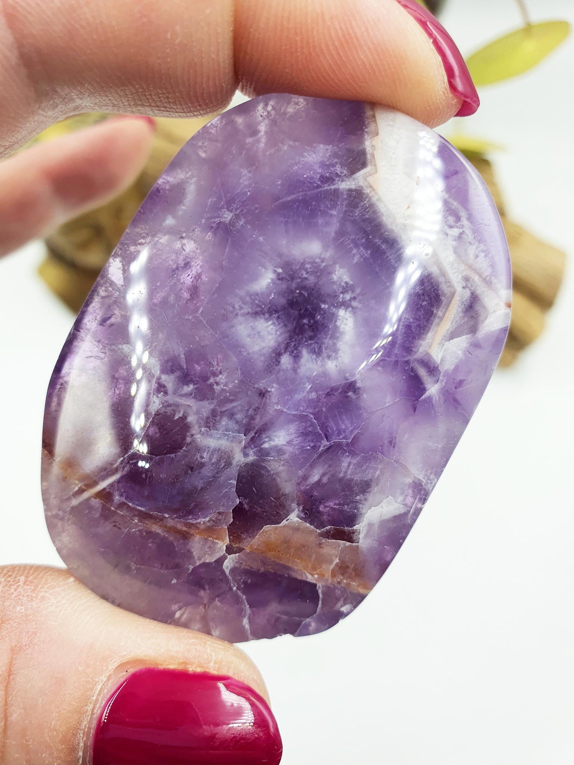 Unique Dream Amethyst Palm / Dream Amethyst Palm Stone / Pocket Stone / Amethyst Meditation Palm - 60g