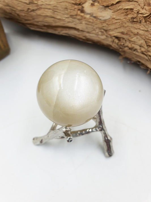 Beautiful Green Moonstone Sphere / Flashy Sage Green Moonstone Crystal Ball / Flashy Green Crystal Orb / Healing Sphere - 36mm