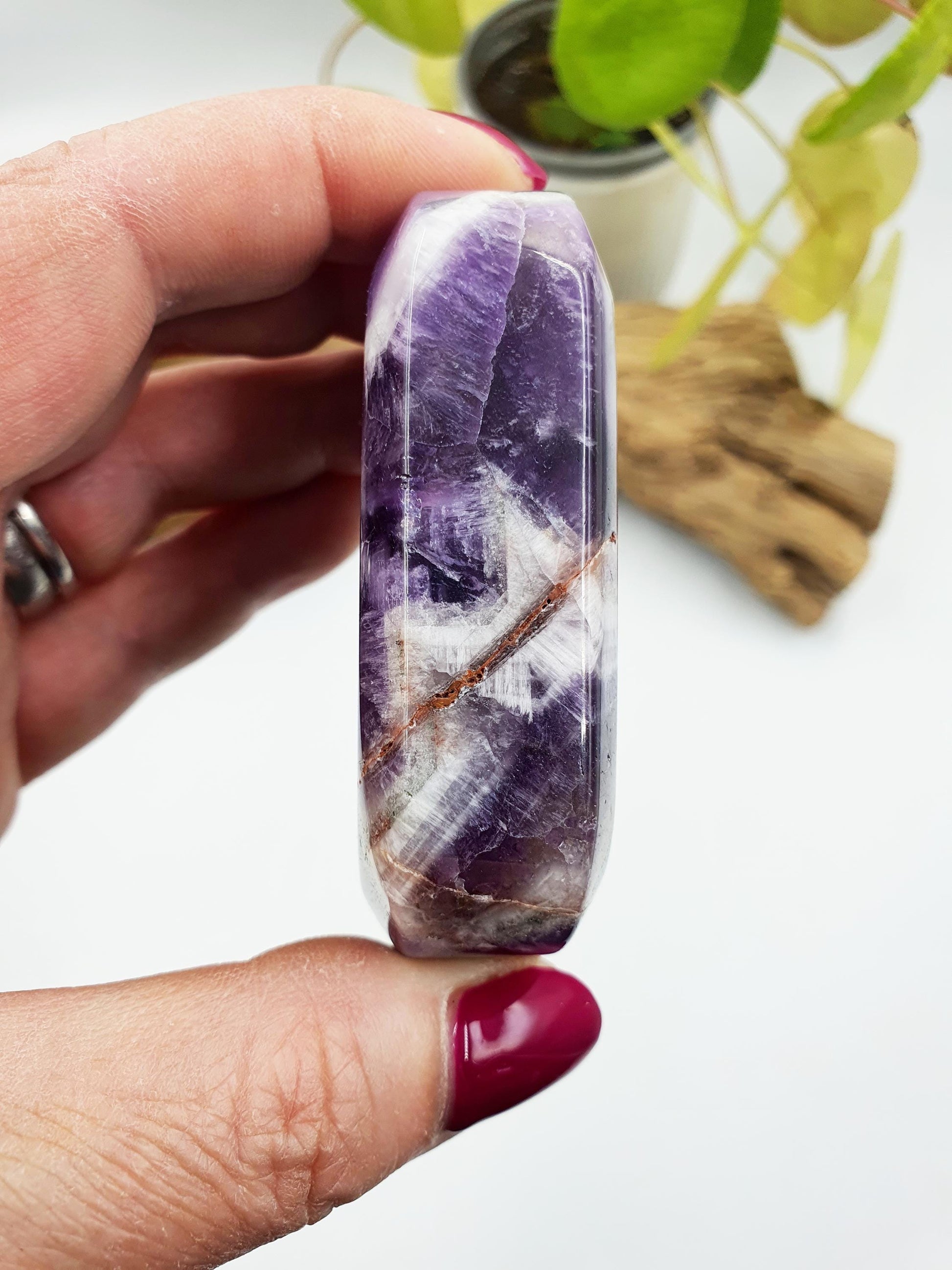 Large Dream Amethyst Palm / Dream Amethyst Palm Stone / Pocket Stone / Amethyst Meditation Palm - 155g