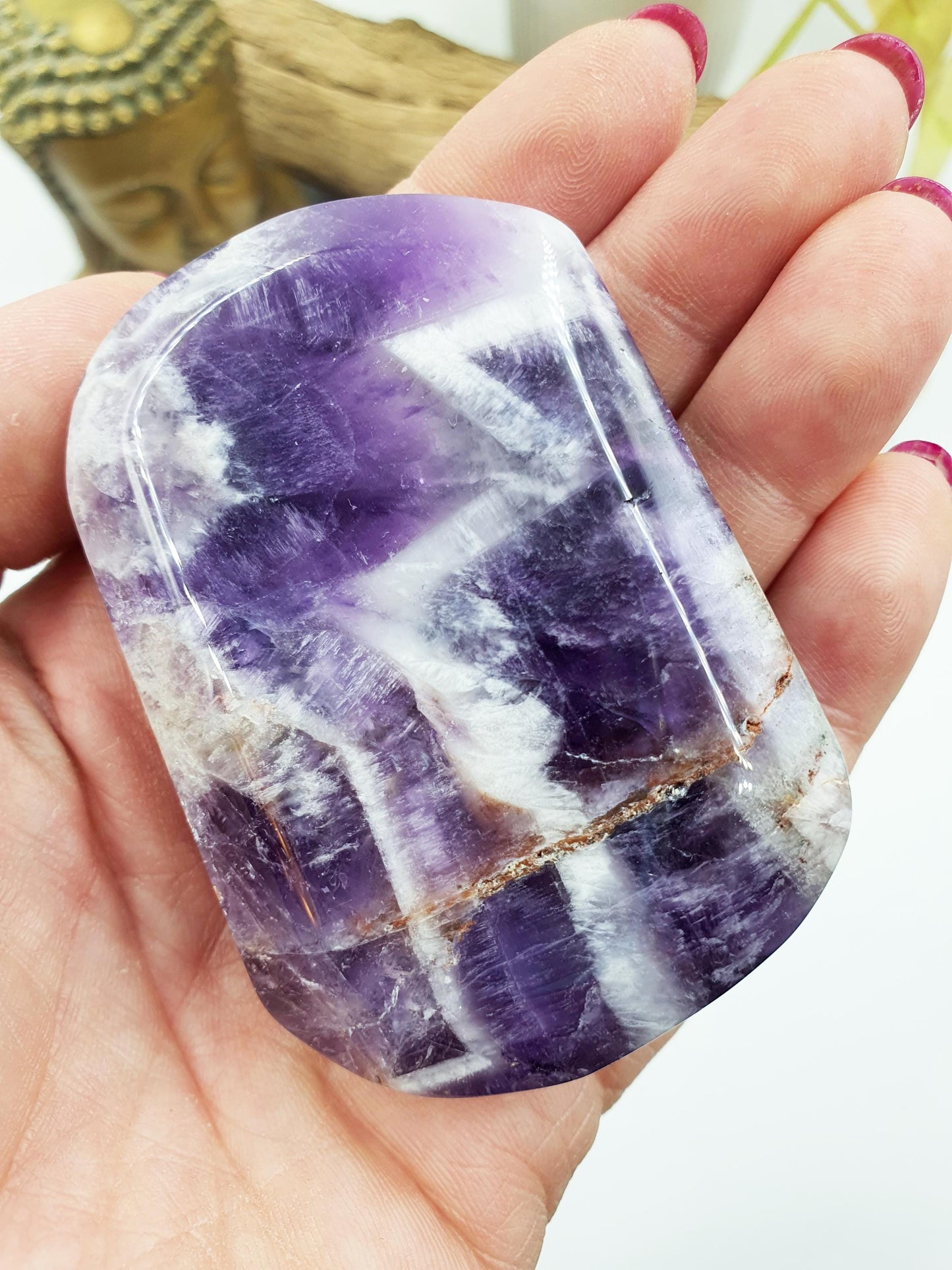 Large Dream Amethyst Palm / Dream Amethyst Palm Stone / Pocket Stone / Amethyst Meditation Palm - 155g