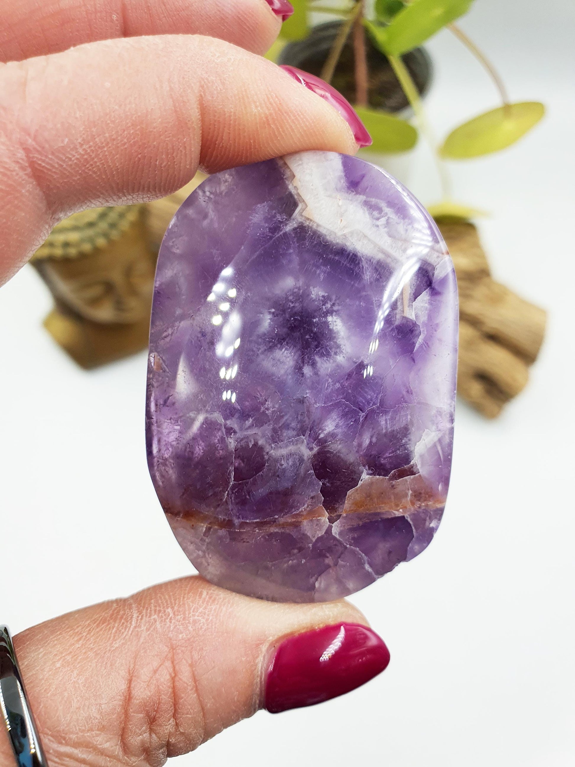Unique Dream Amethyst Palm / Dream Amethyst Palm Stone / Pocket Stone / Amethyst Meditation Palm - 60g