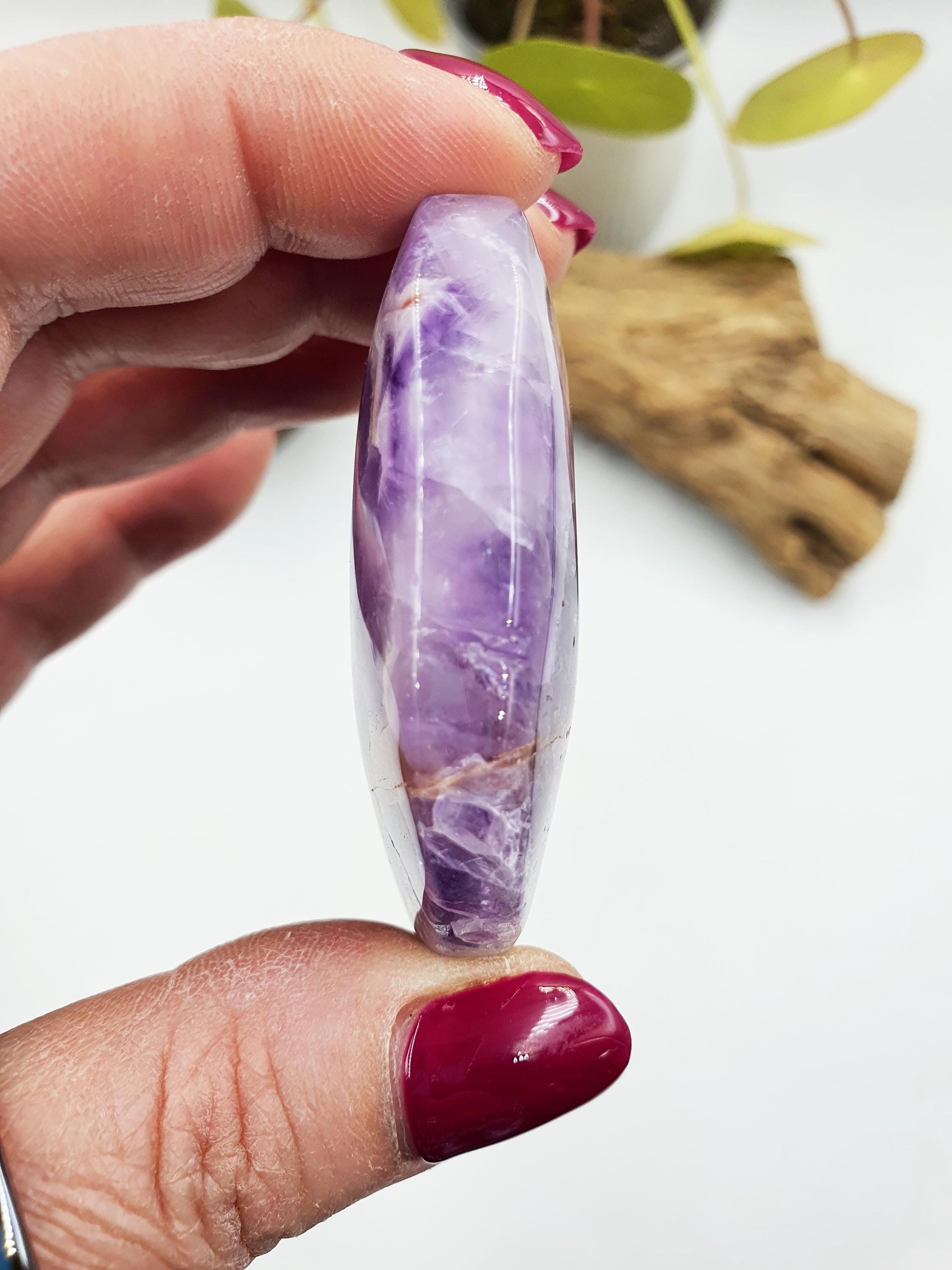 Unique Dream Amethyst Palm / Dream Amethyst Palm Stone / Pocket Stone / Amethyst Meditation Palm - 60g