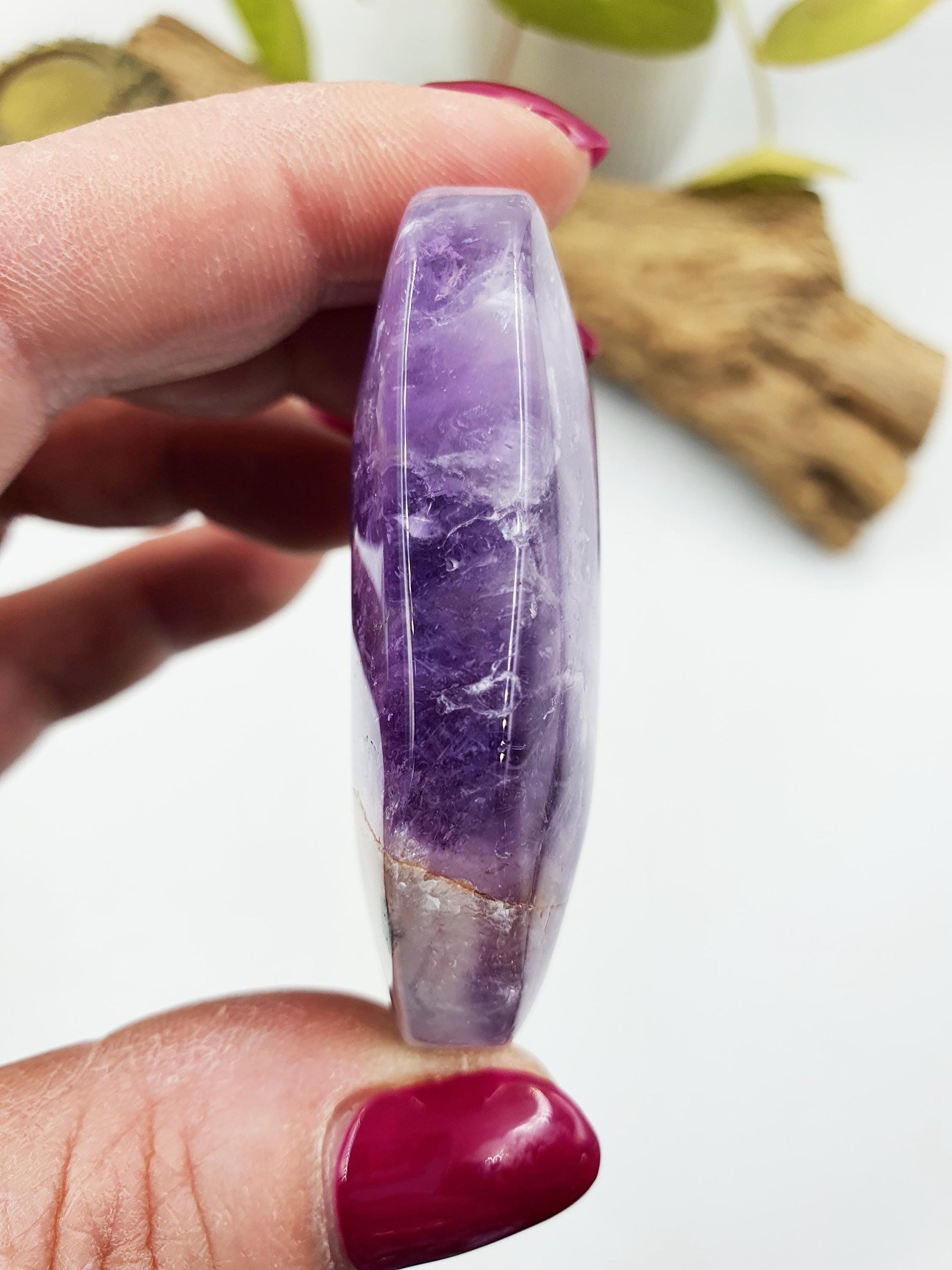 Unique Dream Amethyst Palm / Dream Amethyst Palm Stone / Pocket Stone / Amethyst Meditation Palm - 60g