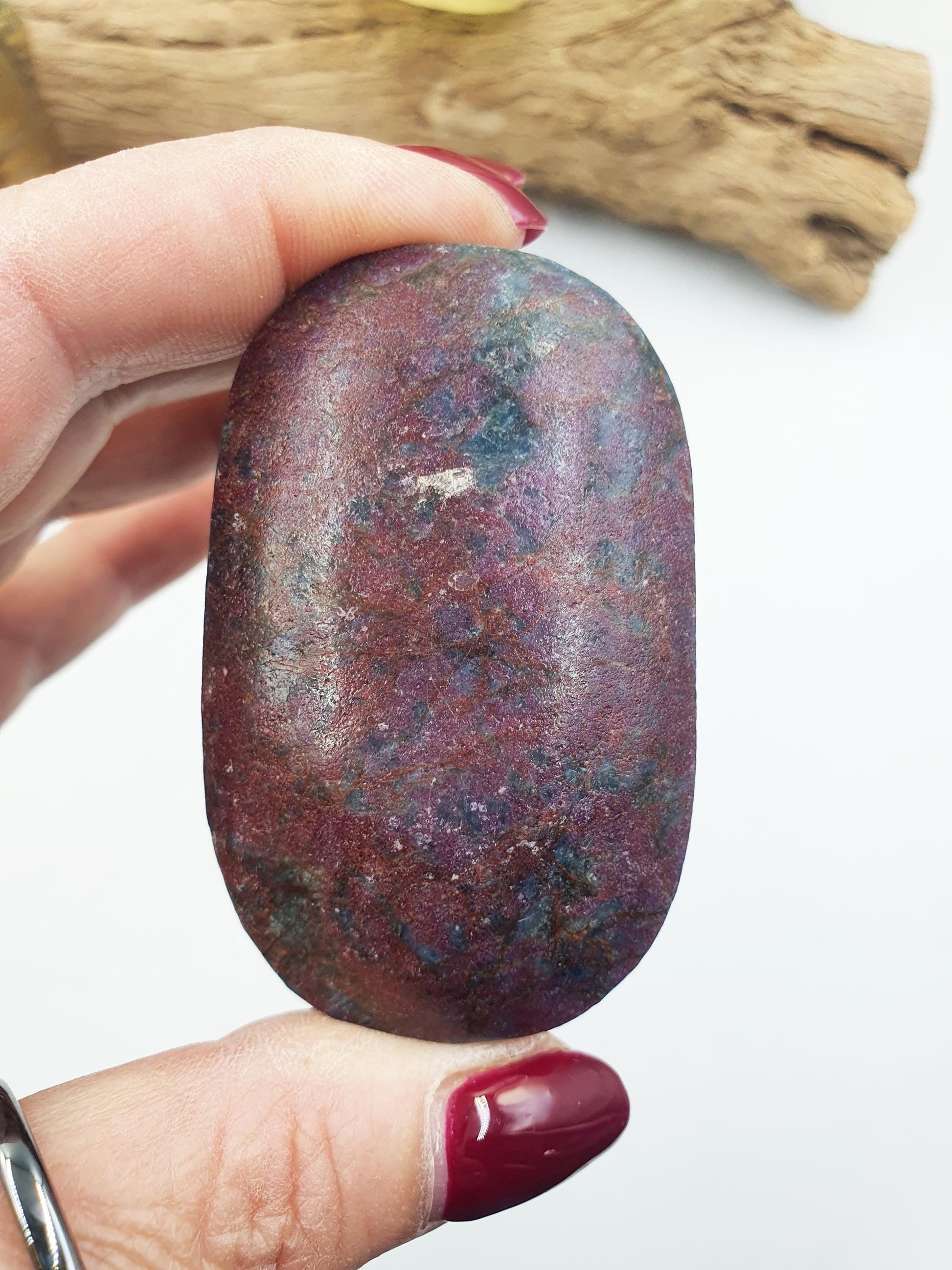 Large Ruby in Fuchsite Palm / Ruby in Fuchsite Palm Stone / UV Reactive Palm / Meditation Palm / Reiki Crystal Palm - 140g