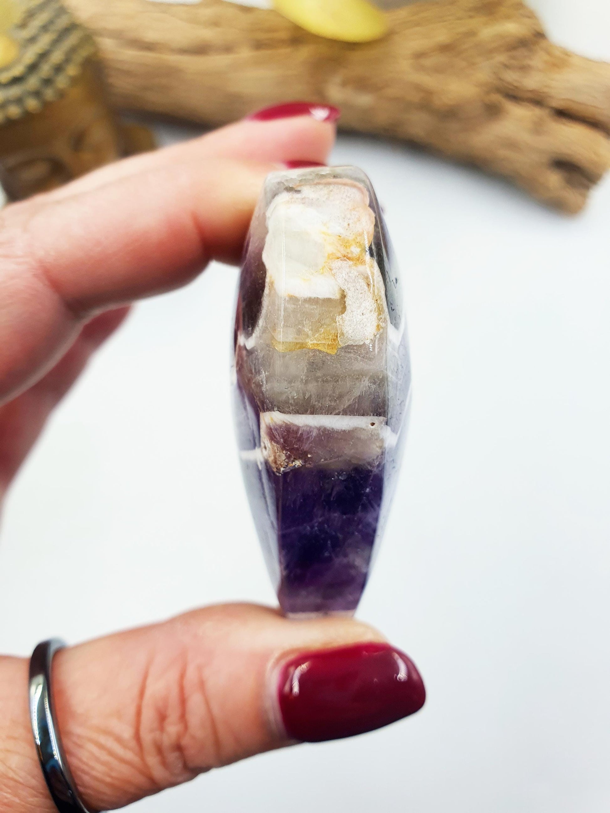 Stunning Dream Amethyst Puff Heart / Chevron Amethyst Crystal Heart / Purple Crystal Heart - 105g