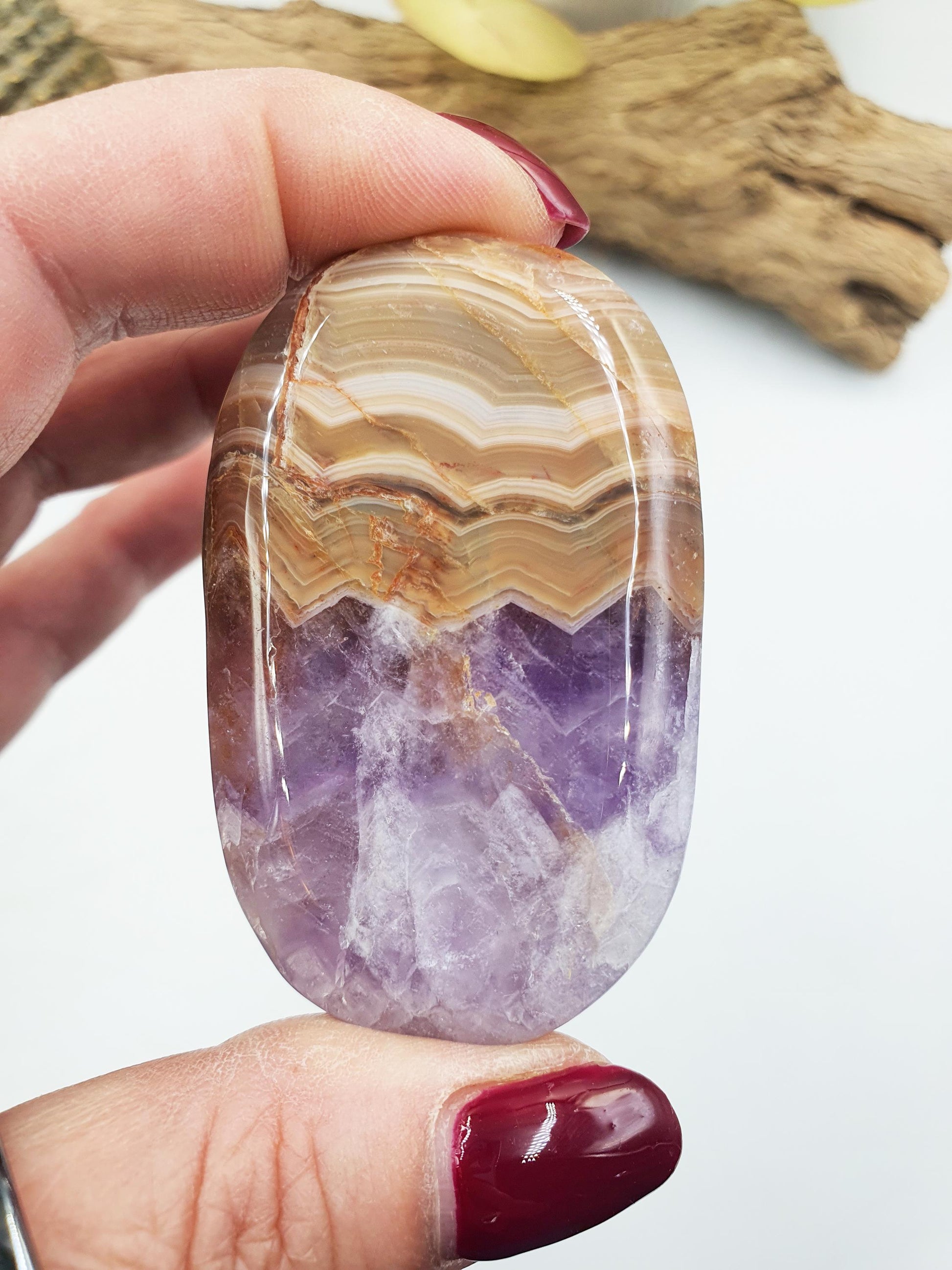 Beautiful Amethyst Agate Palm / Amethyst Agate Palm Stone / Amethyst Palm / Amethyst Agate / Reiki Crystal Palm - 65g