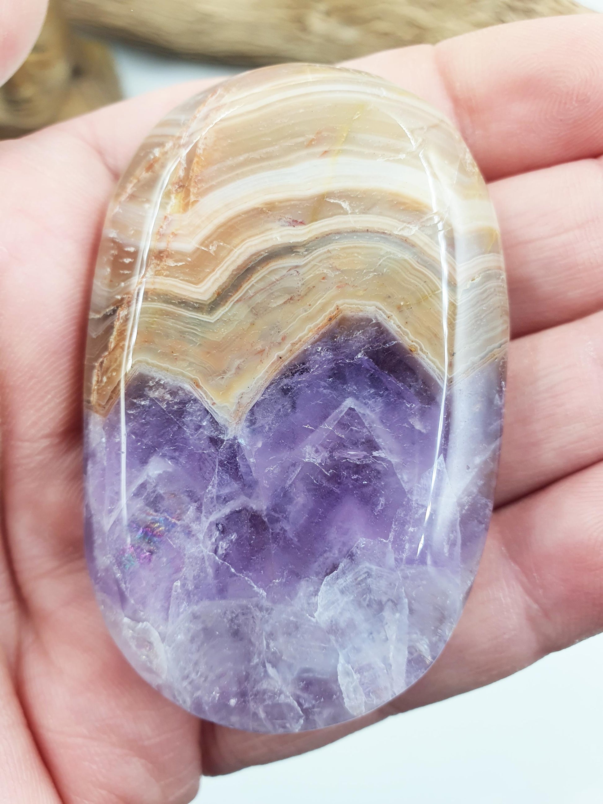 Beautiful Amethyst Agate Palm / Amethyst Agate Palm Stone / Amethyst Palm / Amethyst Agate / Reiki Crystal Palm - 65g