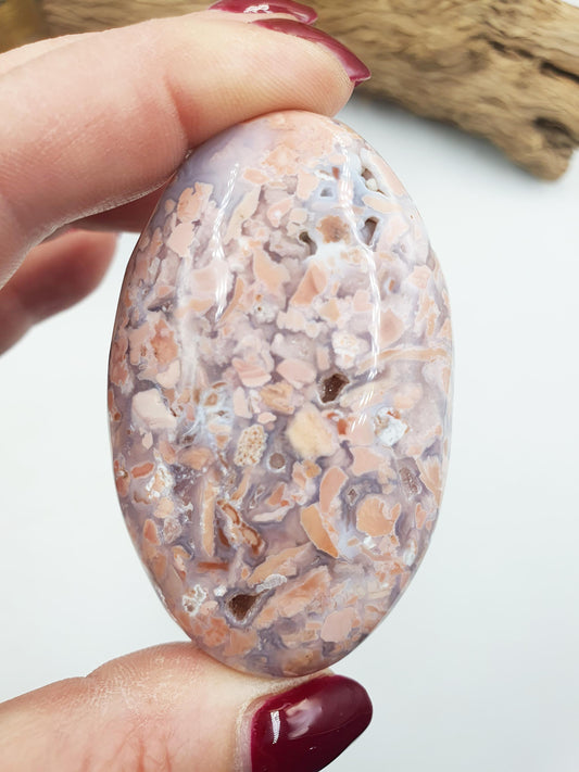Beautiful Pink Agate Palm / Pink Agate Palm Stone / Pocket Crystal / Agate Palm / Meditation Palm - 80g