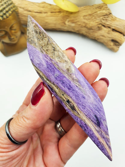 Gorgeous Charoite Freeform / Charoite Palm Stone / Charoite Carving / Charoite Shard / Collectors Crystal - 50g