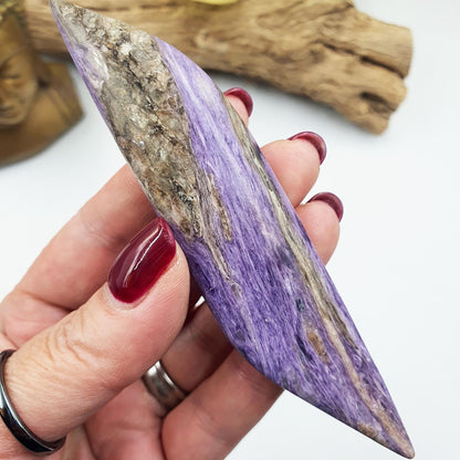Gorgeous Charoite Freeform / Charoite Palm Stone / Charoite Carving / Charoite Shard / Collectors Crystal - 50g