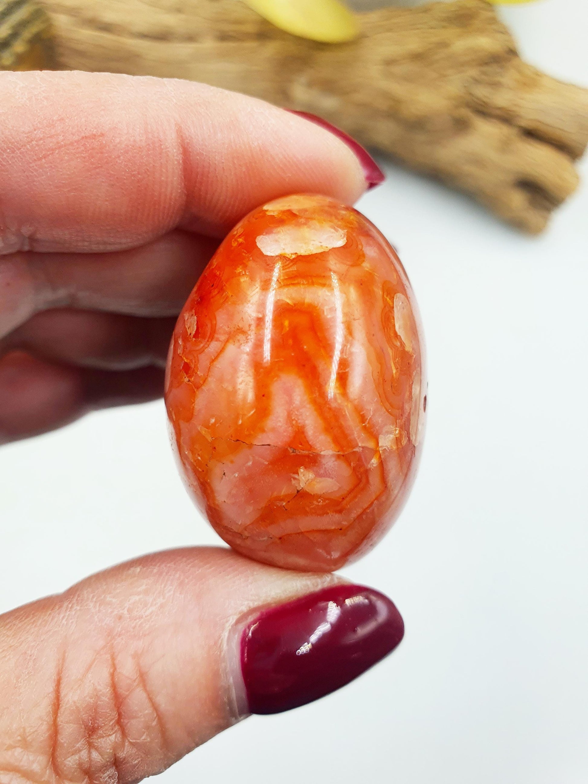 Beautiful Carnelian Palm / Carnelian Palm Stone / Carnelian Pocket Stone / Meditation Palm / Reiki Crystal Palm - 65g