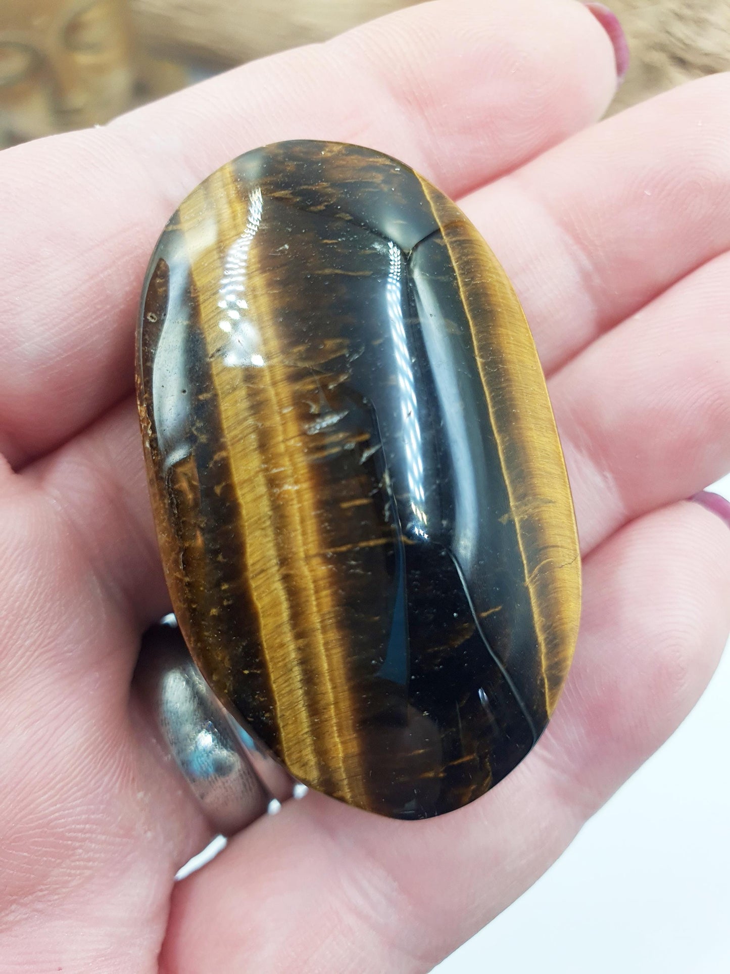 Little Flashy Yellow Tigers Eye Palm / Tiger's Eye Palm Stone / Pocket Crystal / Meditation Palm / Reiki Crystal Palm - 40g