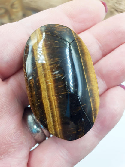Little Flashy Yellow Tigers Eye Palm / Tiger's Eye Palm Stone / Pocket Crystal / Meditation Palm / Reiki Crystal Palm - 40g