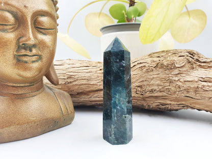 Blue and Green Apatite Tower / Apatite Healing Tower / Blue and Green Apatite Point / Crystal Tower - 85g