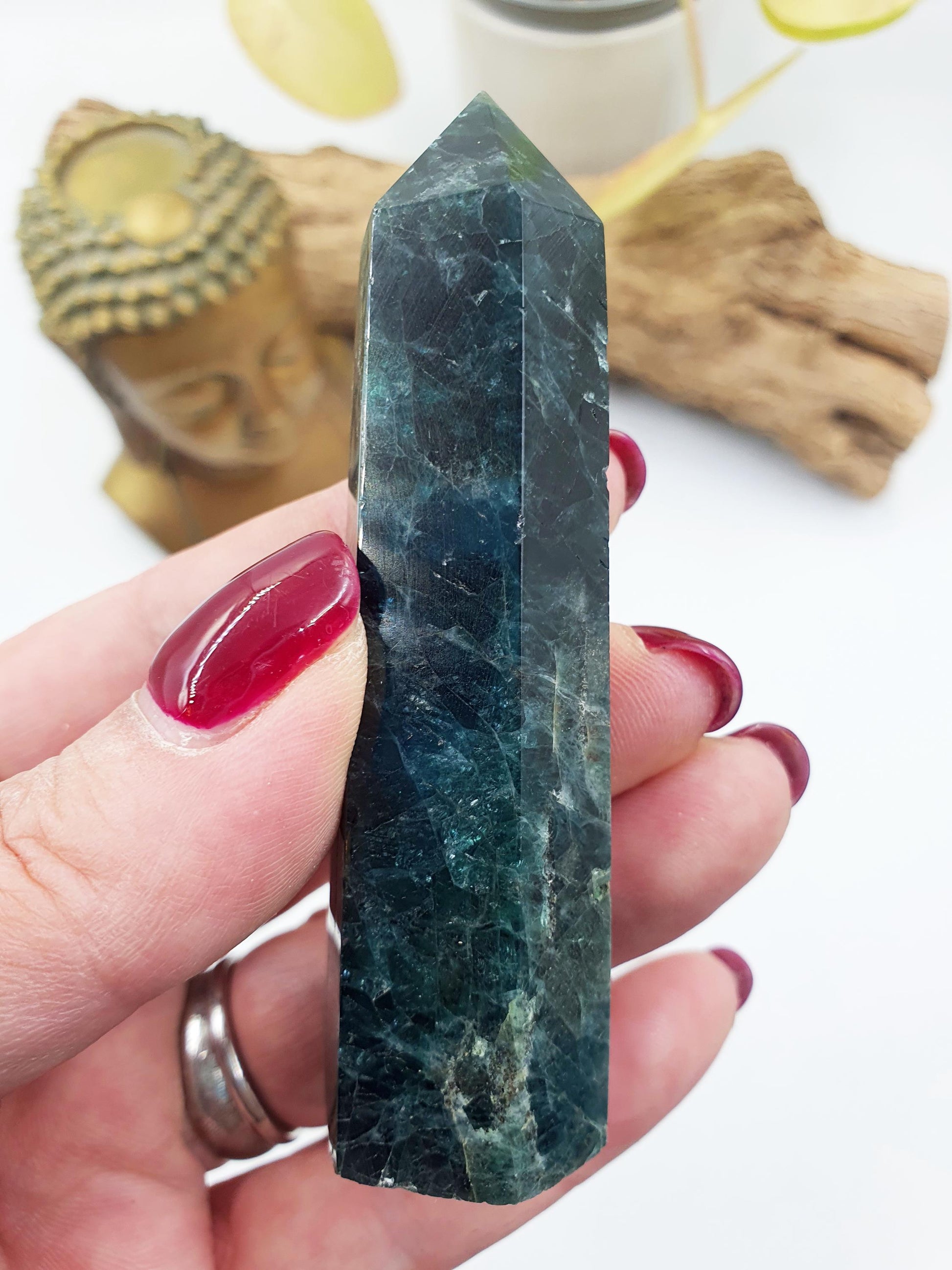 Blue and Green Apatite Tower / Apatite Healing Tower / Blue and Green Apatite Point / Crystal Tower - 85g