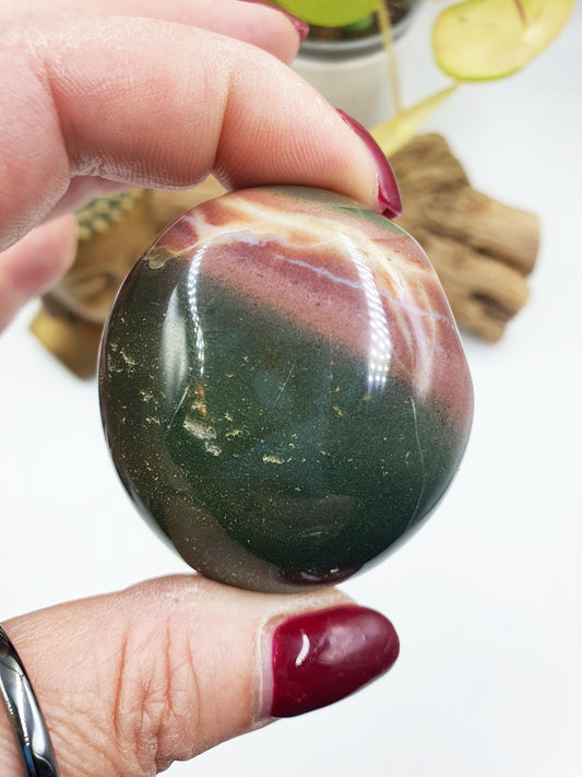 Ocean Jasper Palm / Ocean Jasper Palm stone / OJ Palm / Pocket Crystal / Meditation Palm - 95g