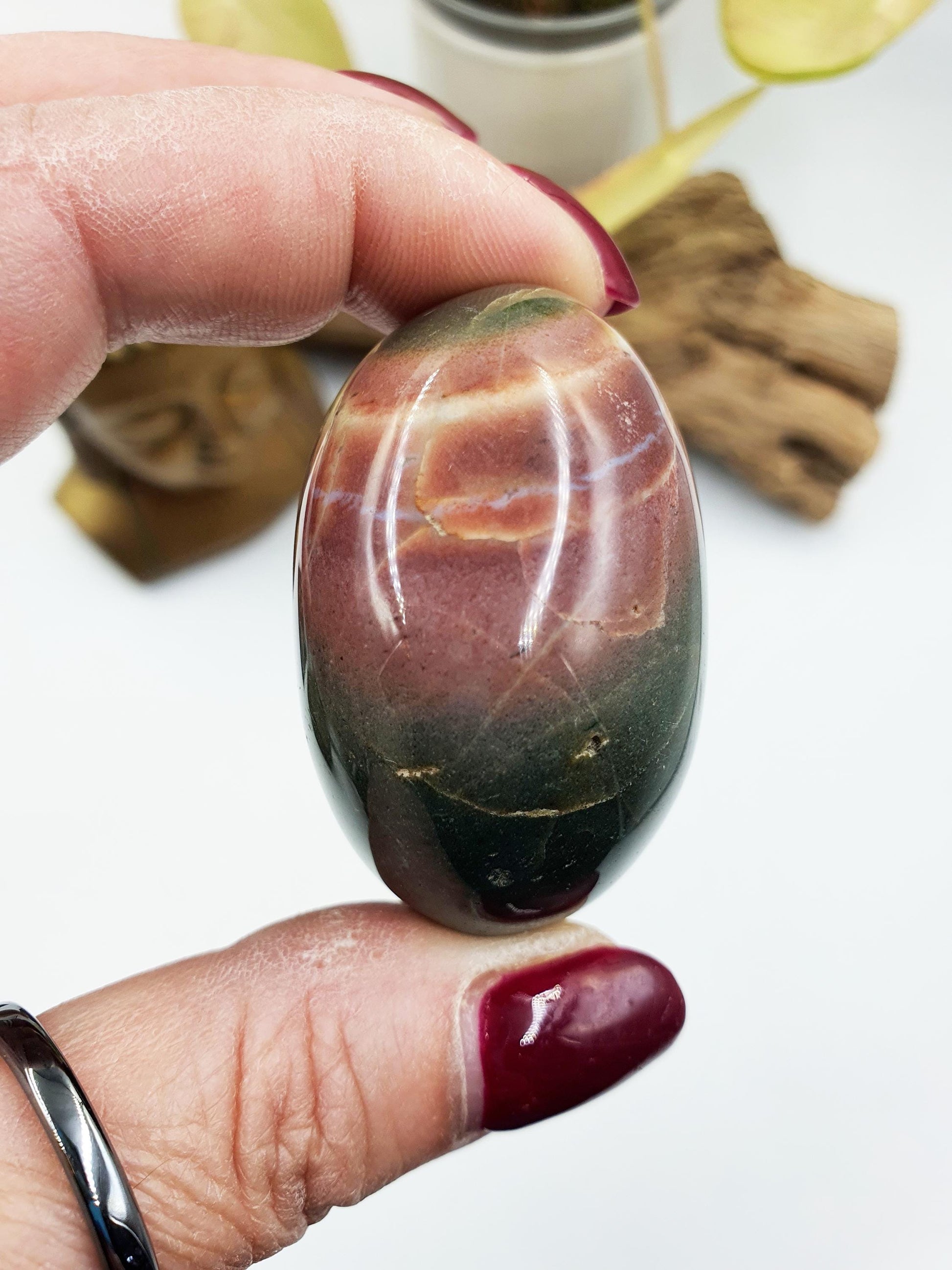 Ocean Jasper Palm / Ocean Jasper Palm stone / OJ Palm / Pocket Crystal / Meditation Palm - 95g