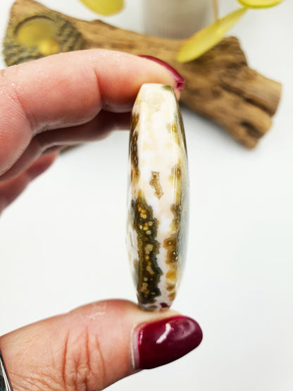 Beautiful Orbicular Ocean Jasper Palm / Orbicular OJ Palm Stone / High Grade OJ Palm / OJ Collectors Crystal - 65g