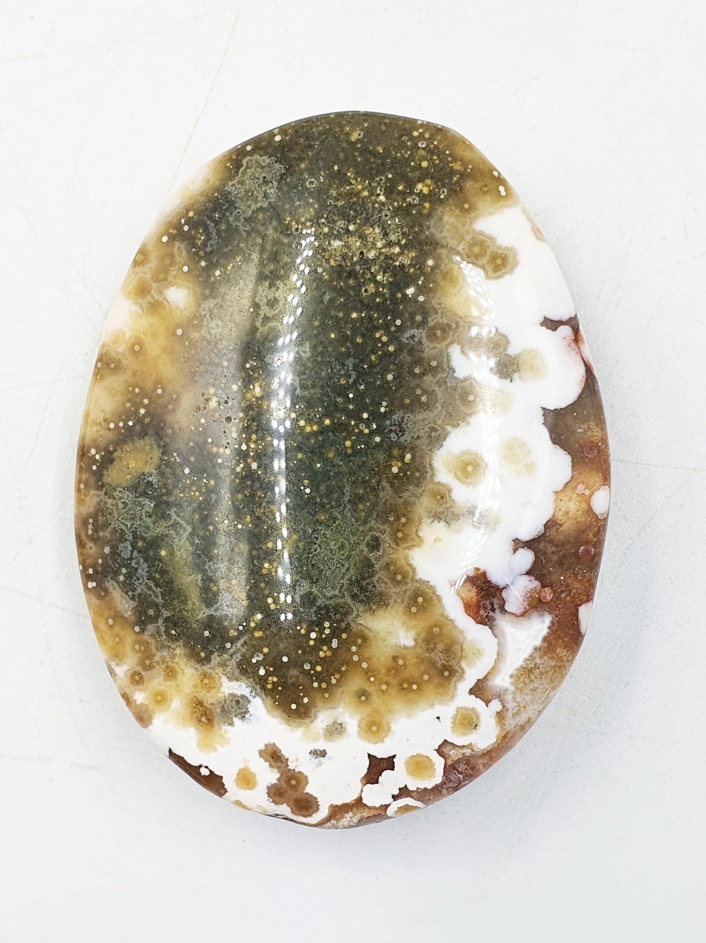 Beautiful Orbicular Ocean Jasper Palm / Orbicular OJ Palm Stone / High Grade OJ Palm / OJ Collectors Crystal - 65g