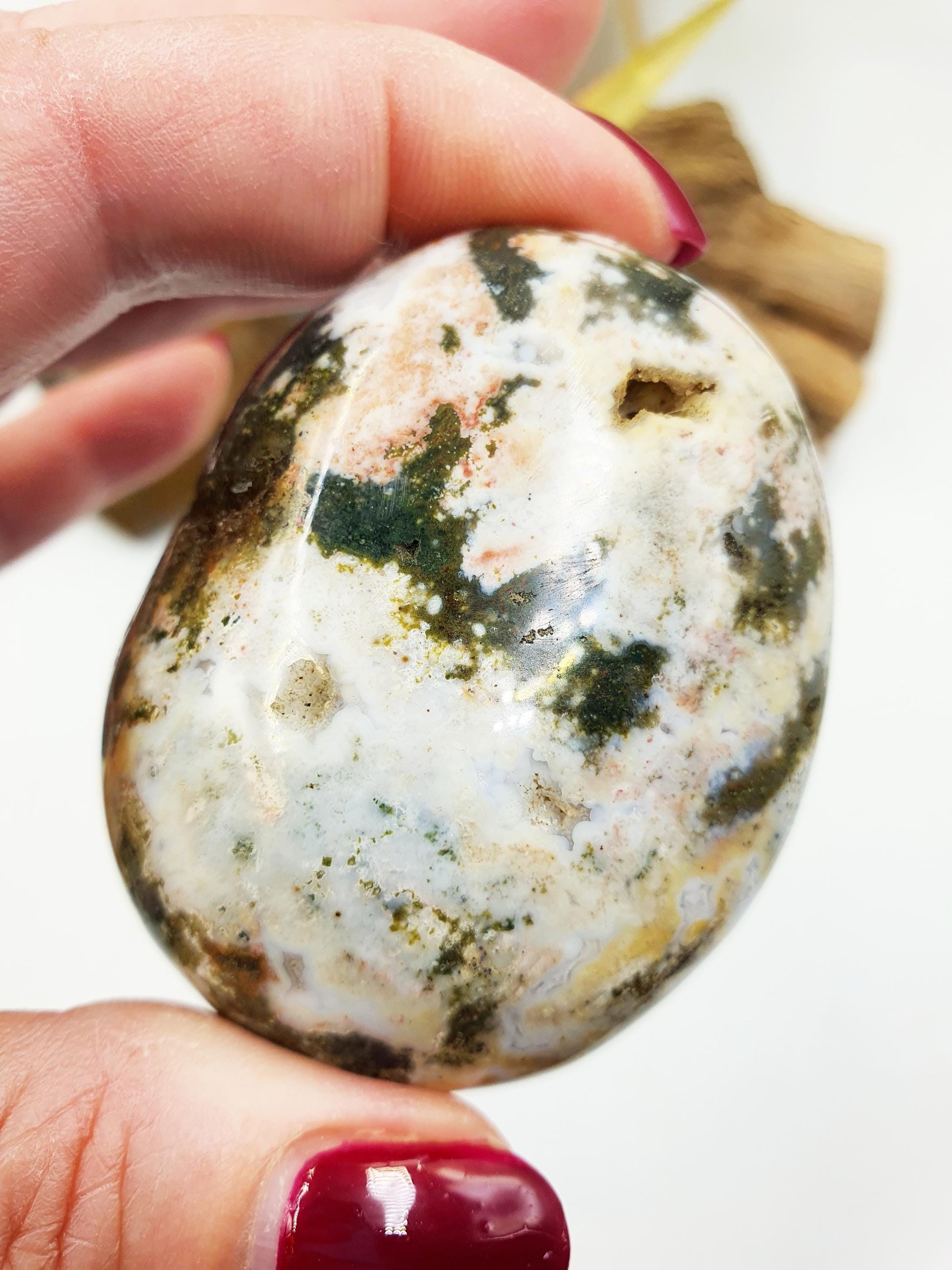 Beautiful Colourful Ocean Jasper Palm / Ocean Jasper Palm stone / OJ Palm / Pocket Crystal / Meditation Palm / Reiki Crystal Palm - 130g