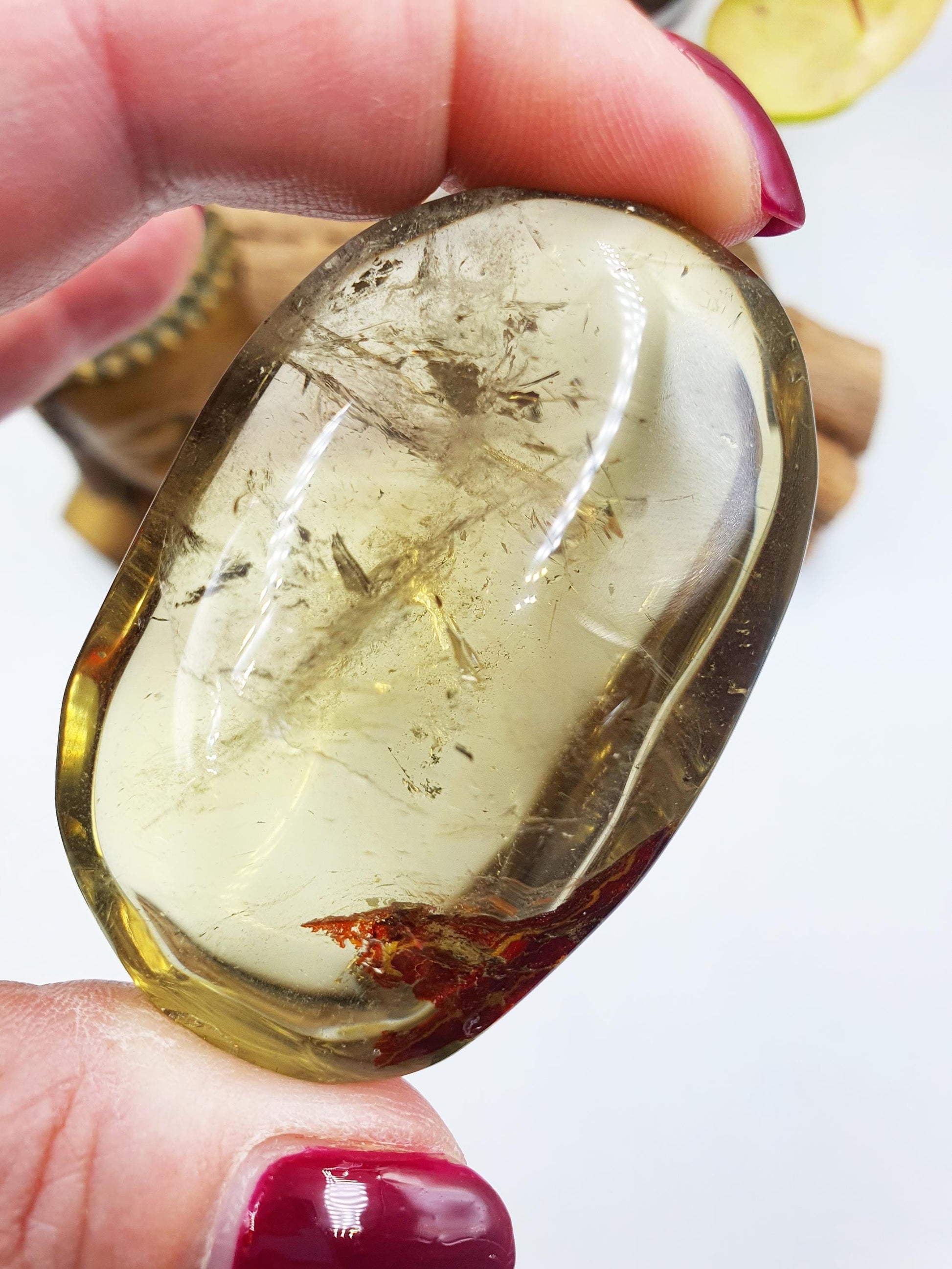 Sparkly Citrine Palm with Red Hematite inclusions / Unique Citrine Palm Stone / Meditation Palm / Reiki Crystal Healing - 90g