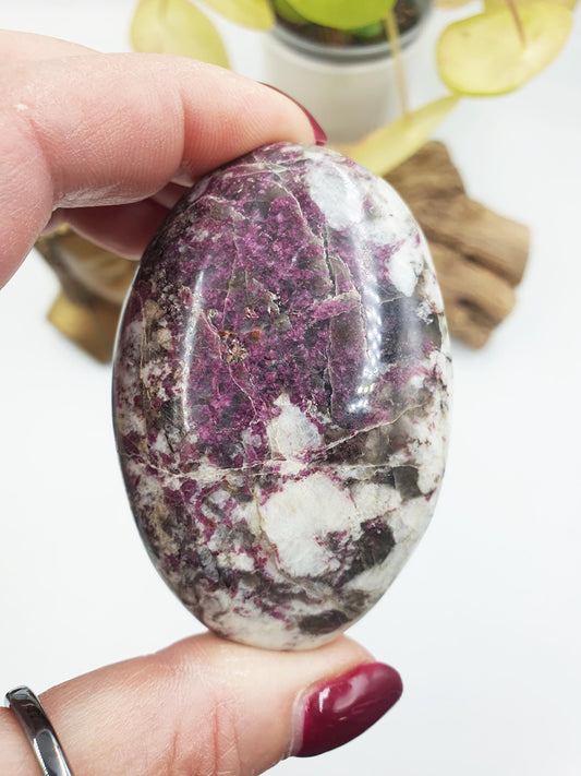 Gorgeous Plum Blossom Tourmaline Palm / Large Plum Blossom Tourmaline / Reiki Crystal Stone / Meditation Palm - 115g