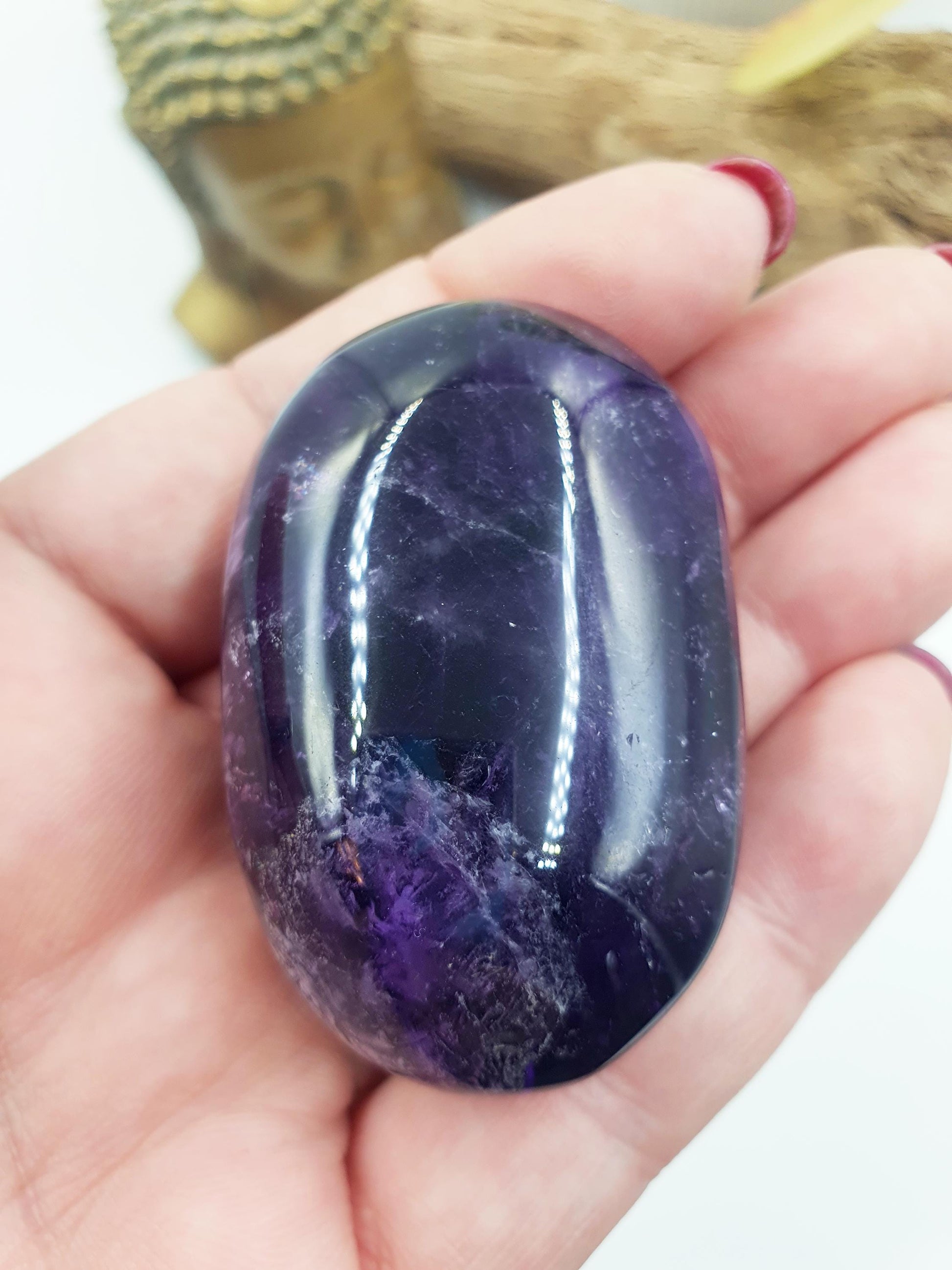 Amethyst Palm / Amethyst Palm Stone / Amethyst Pocket Stone / Crystal Healing / Meditation Palm - 75g