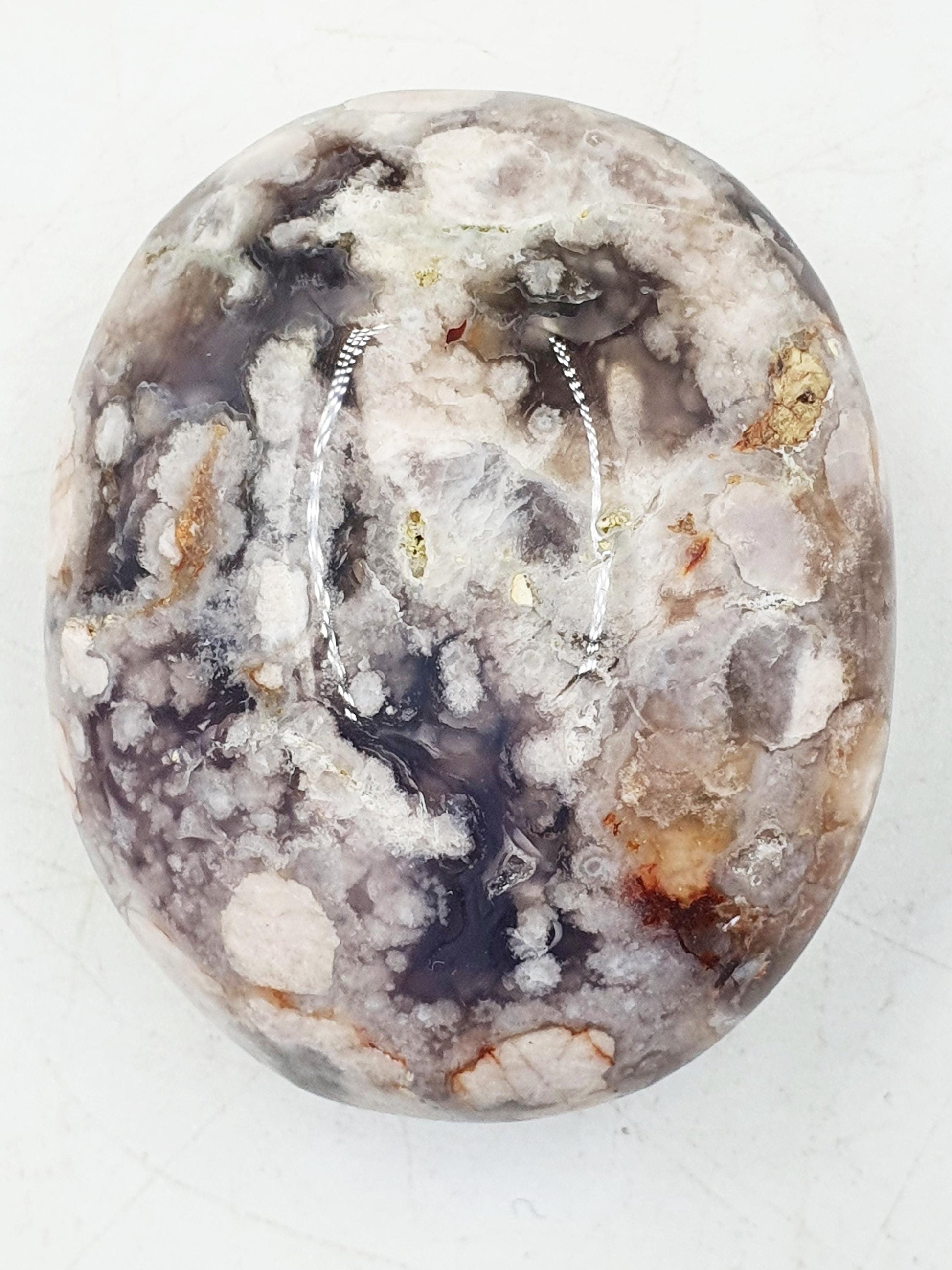 Large Beautiful Blue Flower Agate Palm / Sakura Agate Palm Stone / Blue Flower Agate Crystal / Meditation Palm - 85g