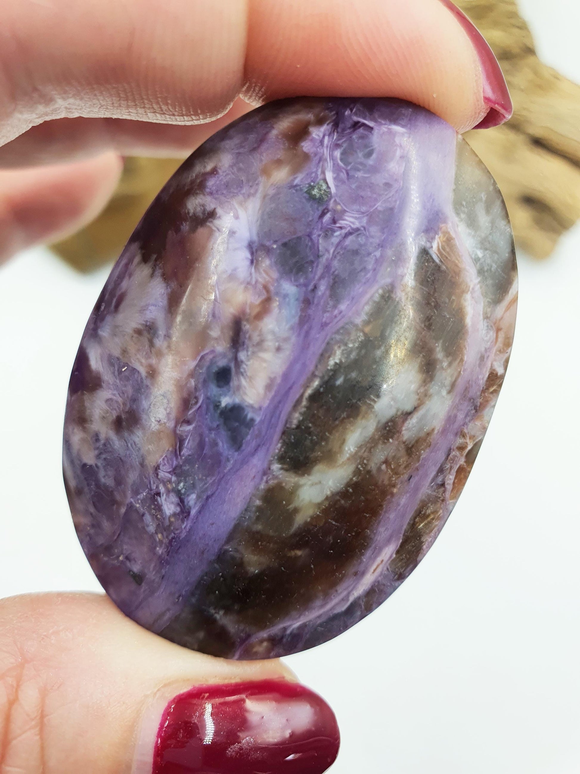 Gorgeous Charoite Palm / Charoite Palm Stone / Meditation Palm / Pocket Crystal / Collectors Palm - 40g