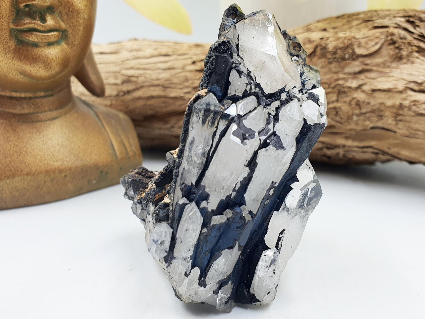 Beautiful Clear Quartz and Hematite Cluster / Raw Clear Quartz Cluster / Hematite Cluster / Rough Crystal Cluster / Crystal Specimen - 215g