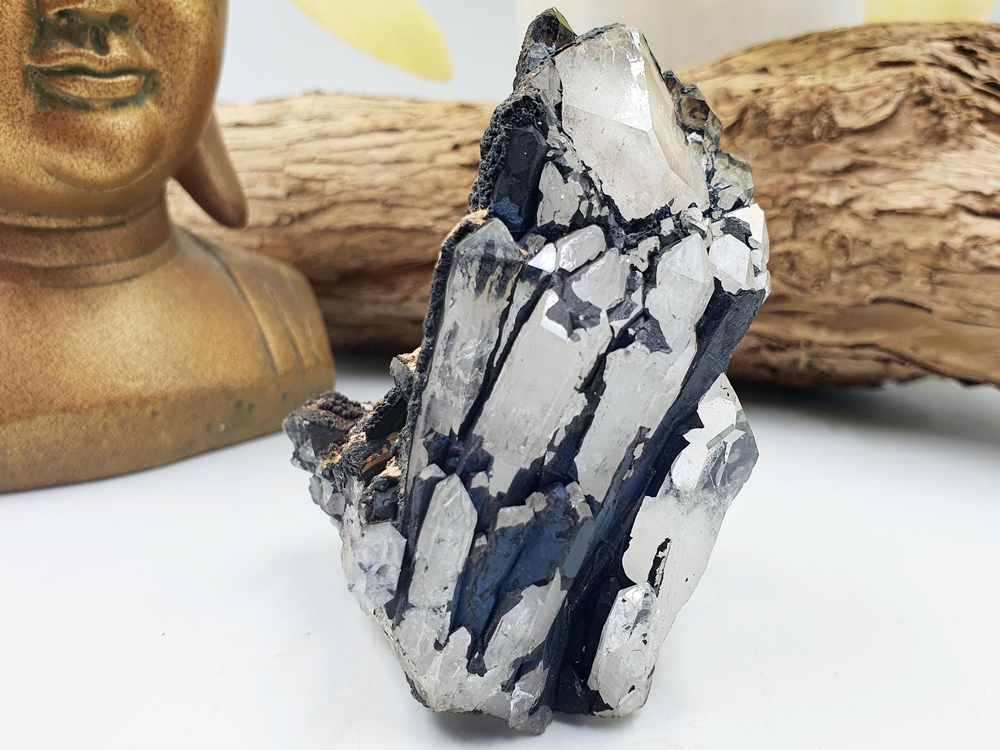 Beautiful Clear Quartz and Hematite Cluster / Raw Clear Quartz Cluster / Hematite Cluster / Rough Crystal Cluster / Crystal Specimen - 215g