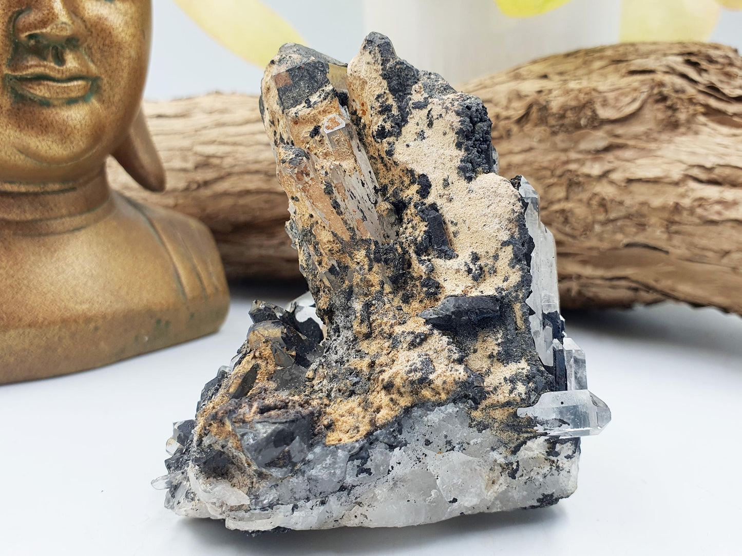 Beautiful Clear Quartz and Hematite Cluster / Raw Clear Quartz Cluster / Hematite Cluster / Rough Crystal Cluster / Crystal Specimen - 215g