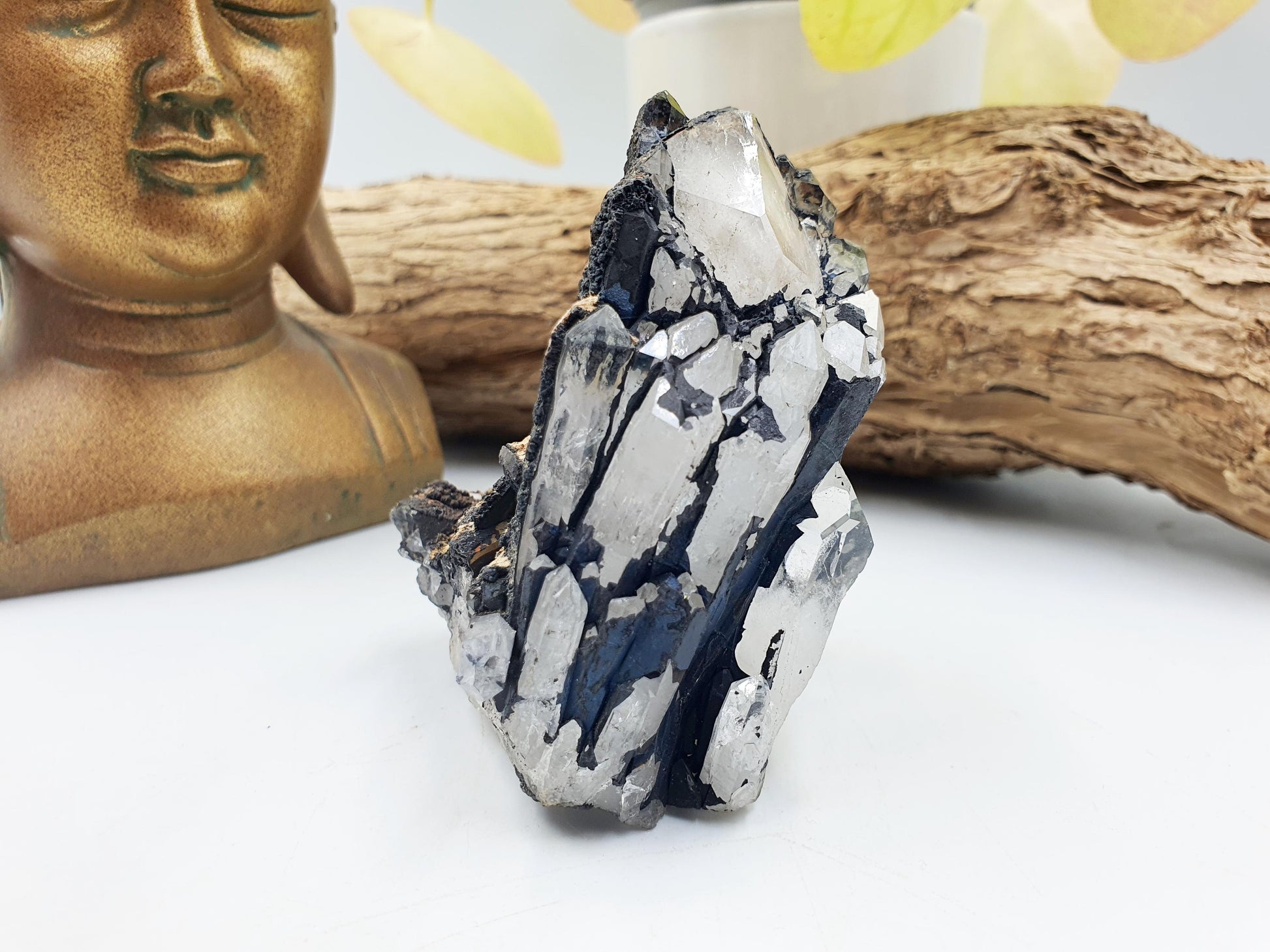 Beautiful Clear Quartz and Hematite Cluster / Raw Clear Quartz Cluster / Hematite Cluster / Rough Crystal Cluster / Crystal Specimen - 215g