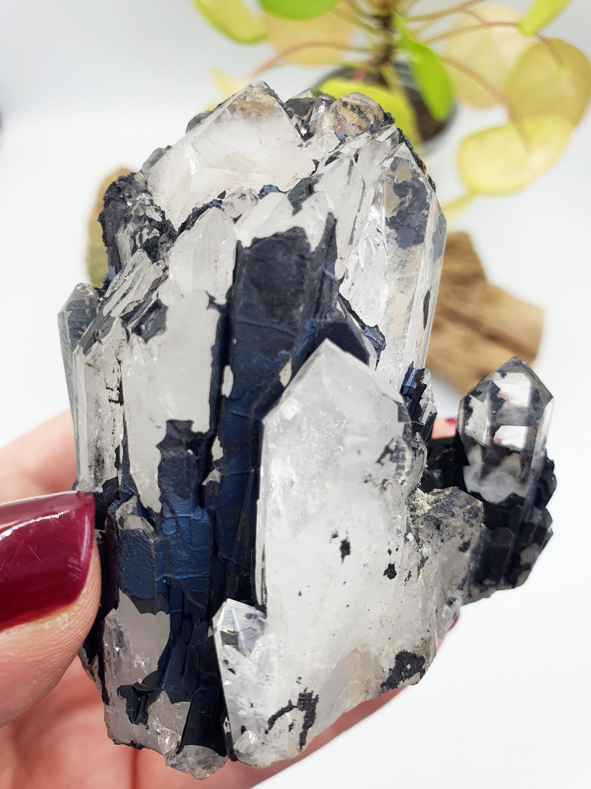 Beautiful Clear Quartz and Hematite Cluster / Raw Clear Quartz Cluster / Hematite Cluster / Rough Crystal Cluster / Crystal Specimen - 215g