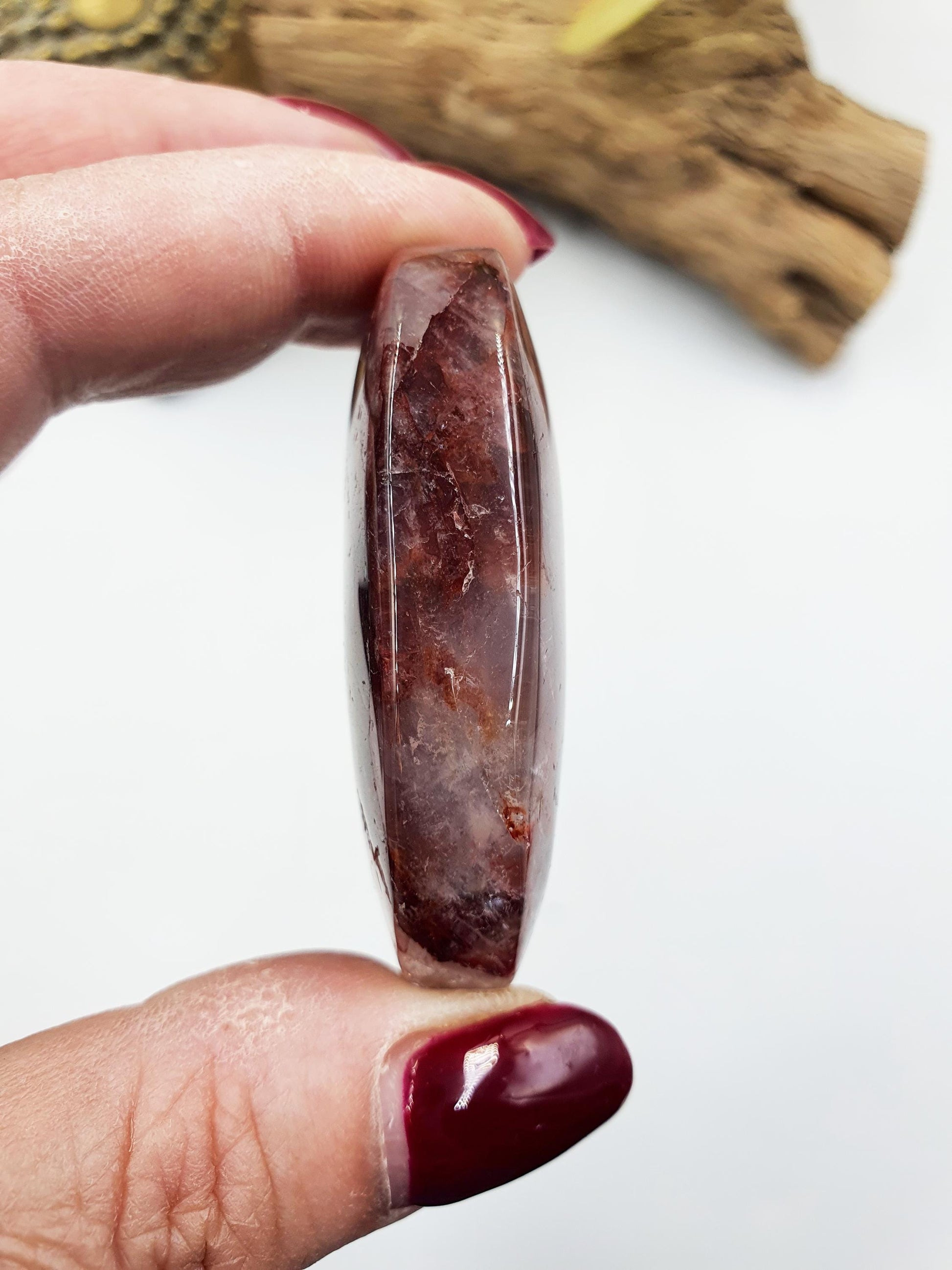 Beautiful Fire Quartz Palm / Hematoid Quartz Palm / Healing Palm Stone / Meditation Palm / Reiki Crystal Palm - 60g
