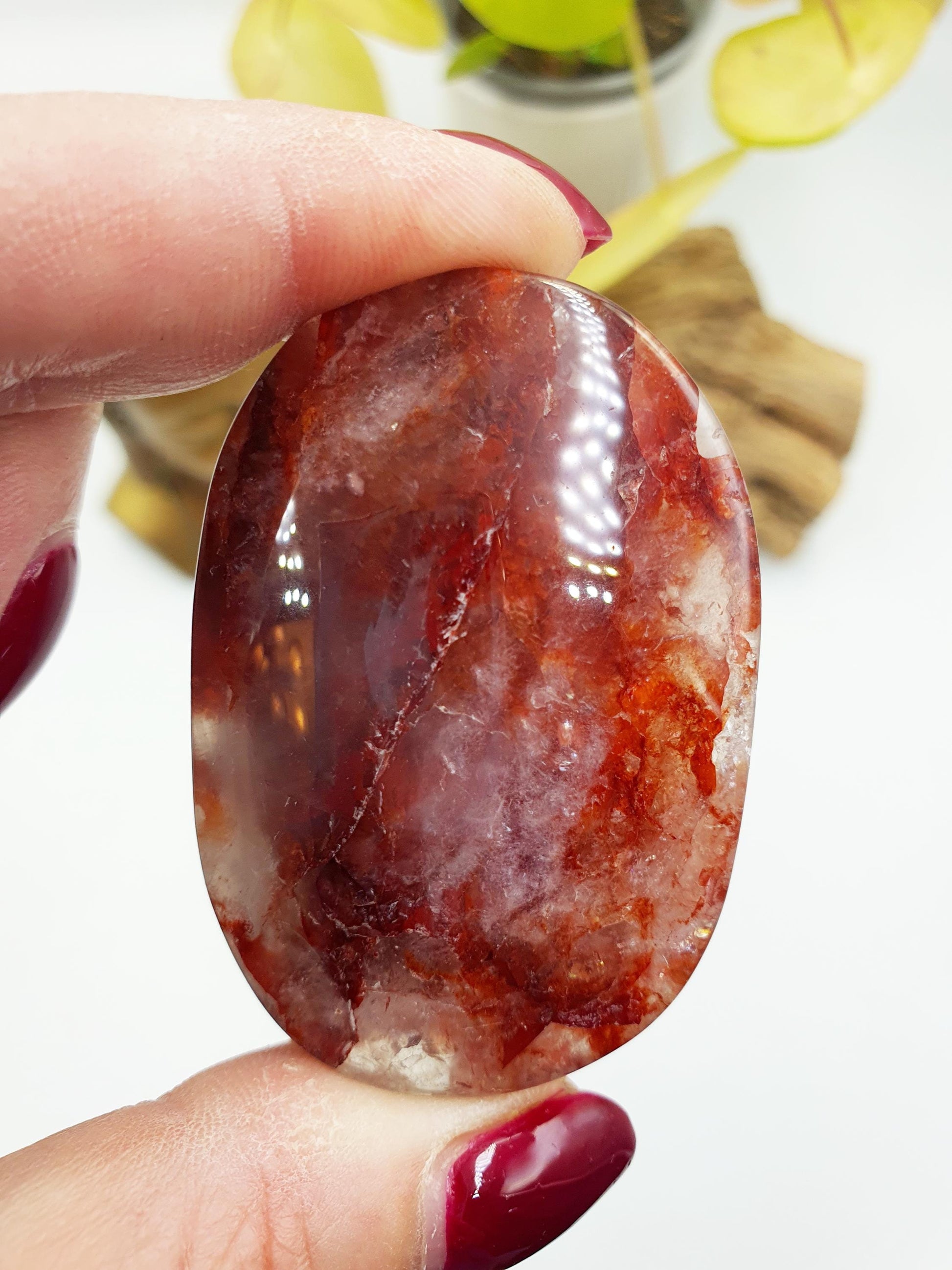 Beautiful Fire Quartz Palm / Hematoid Quartz Palm / Healing Palm Stone / Meditation Palm / Reiki Crystal Palm - 60g