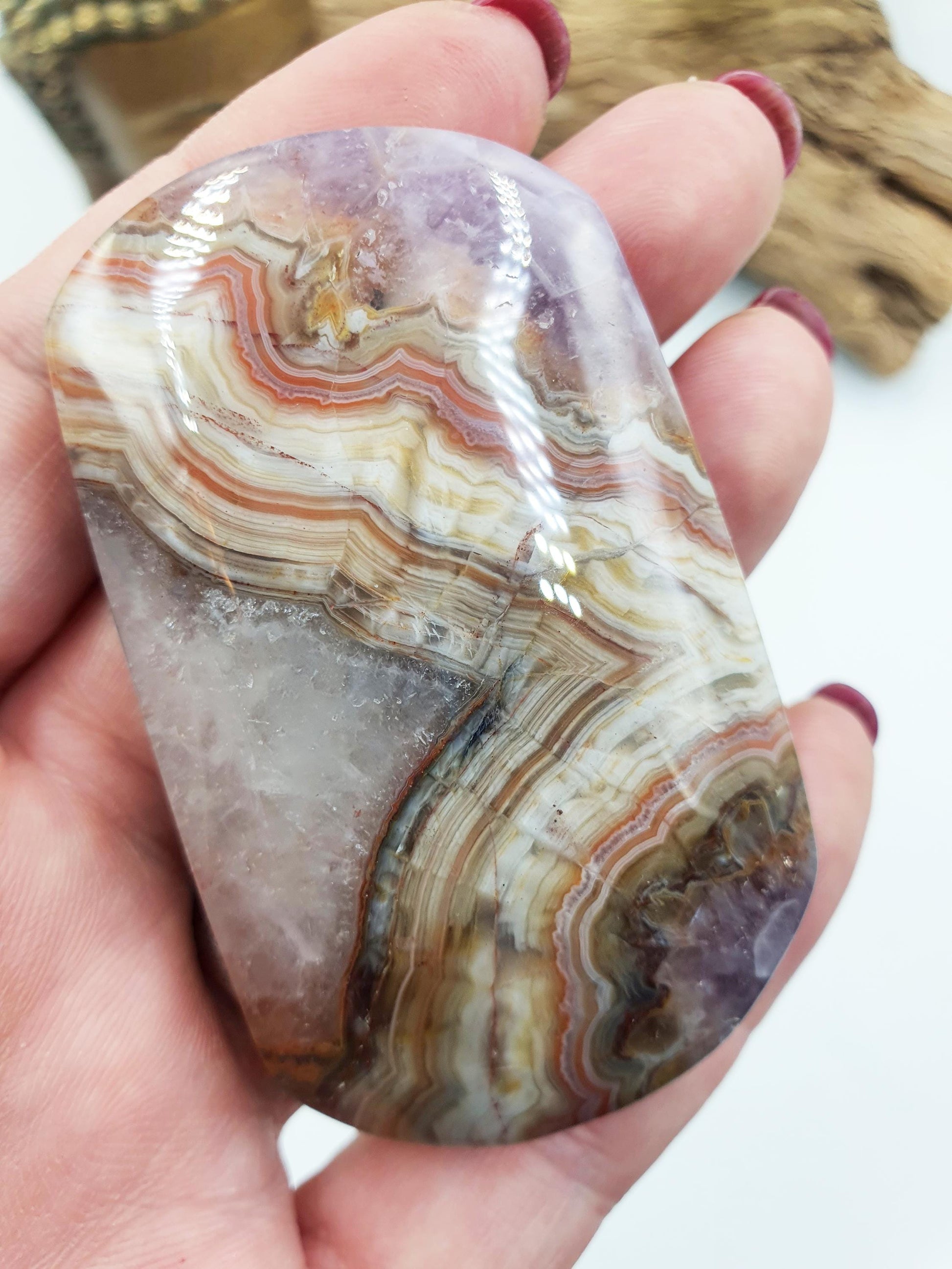 Beautiful Unique Amethyst Agate Palm / Amethyst Agate Palm Stone / Amethyst Palm / Amethyst Agate / Reiki Crystal Palm - 85g