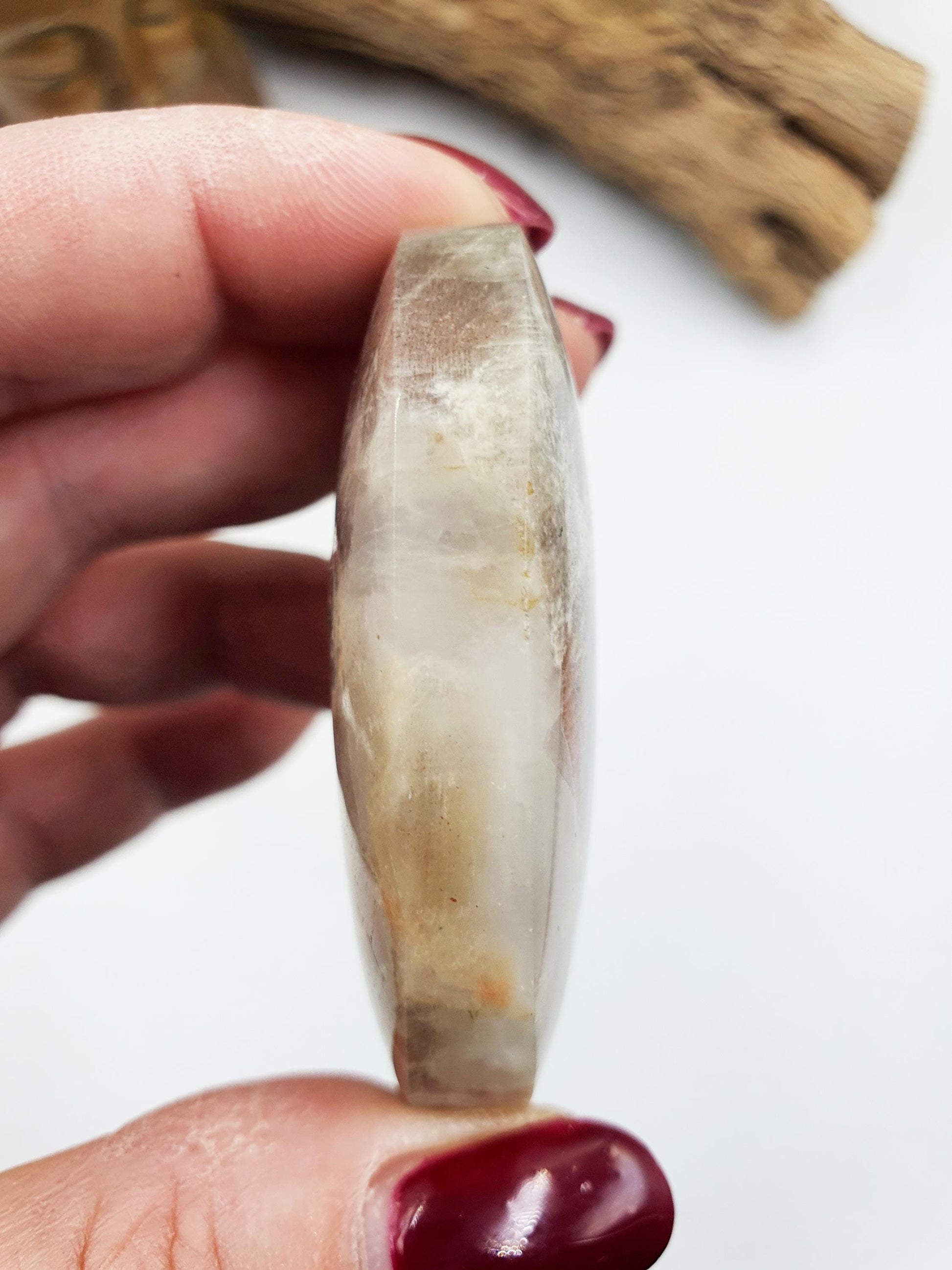 Stunning Flashy Blue Moonstone Palm with Sunstone confetti sparkles / Moonstone Palm Stone / Reiki Crystal / Meditation Palm - 65g