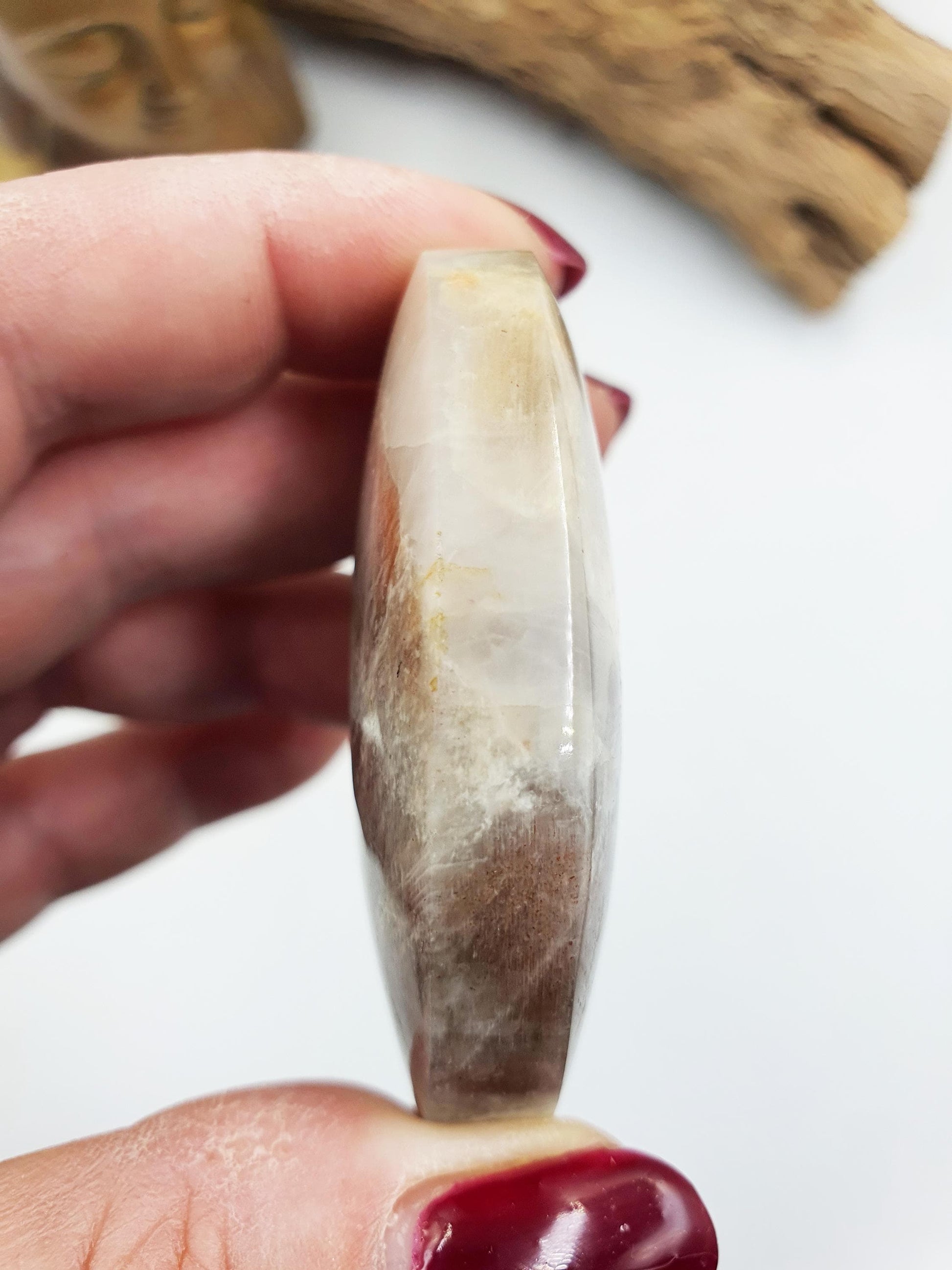 Stunning Flashy Blue Moonstone Palm with Sunstone confetti sparkles / Moonstone Palm Stone / Reiki Crystal / Meditation Palm - 65g