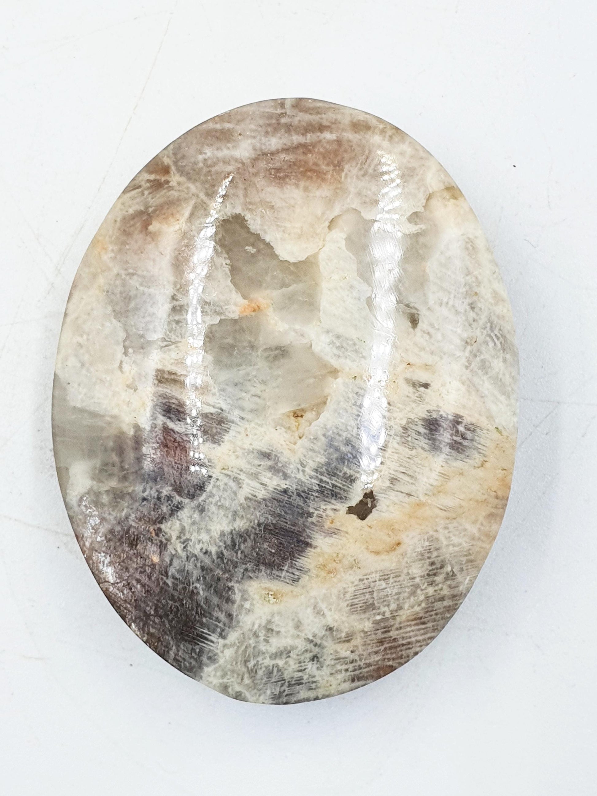 Stunning Flashy Blue Moonstone Palm with Sunstone confetti sparkles / Moonstone Palm Stone / Reiki Crystal / Meditation Palm - 65g