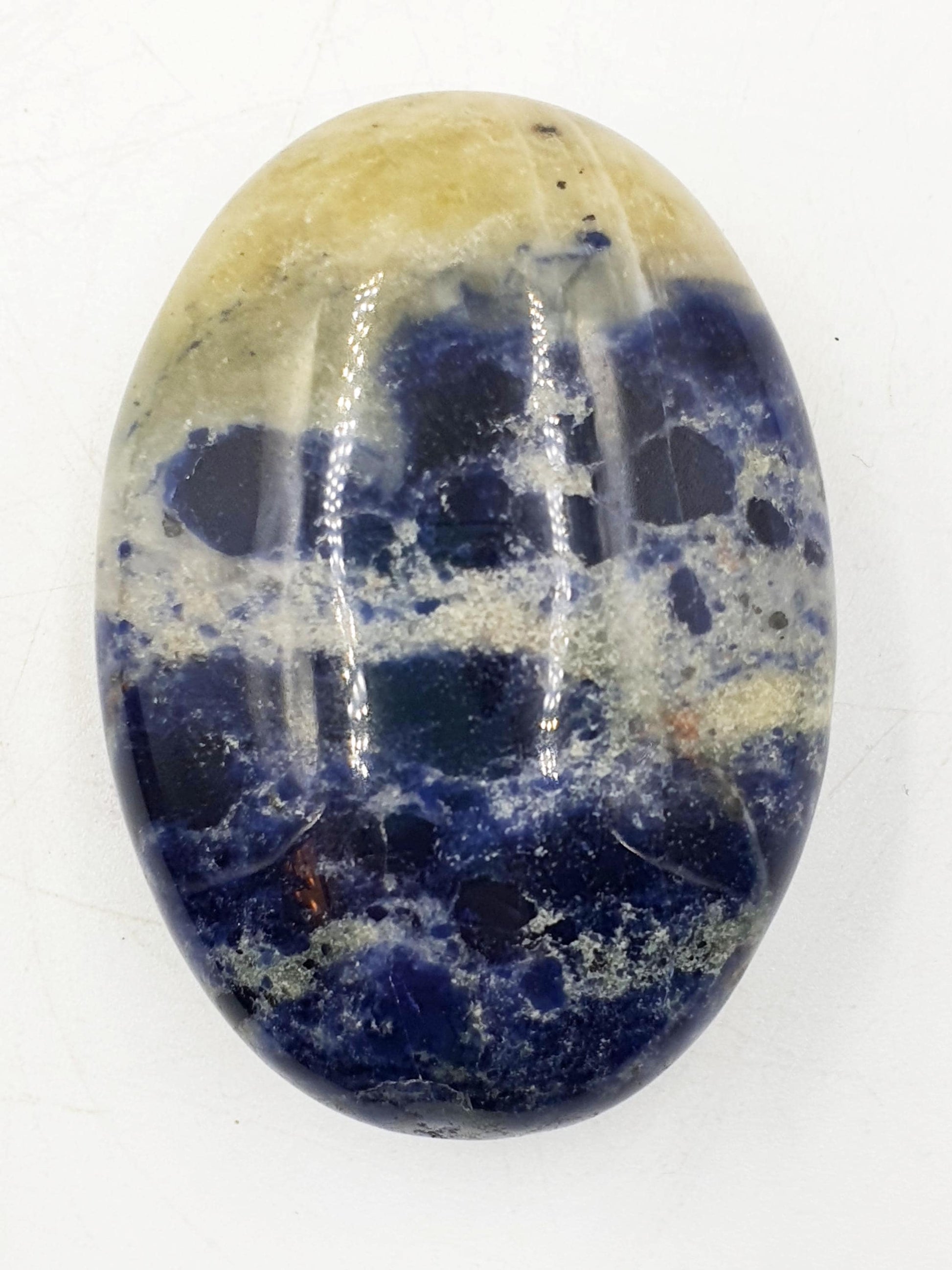 Beautiful Sodalite Palm / Sodalite Palm Stone / Pocket Crystal / Meditation Palm / Reiki Crystal Palm - 95g