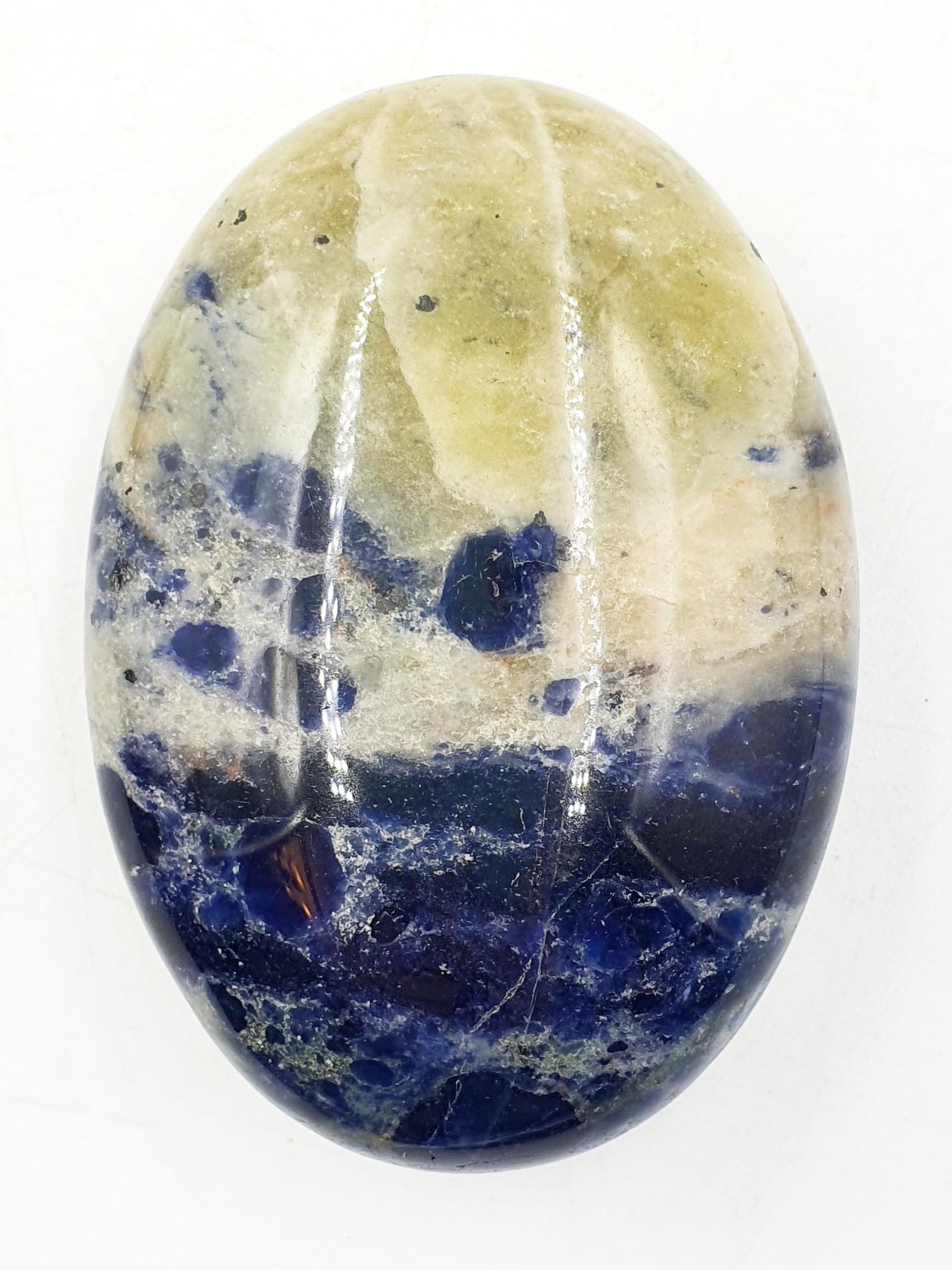 Beautiful Sodalite Palm / Sodalite Palm Stone / Pocket Crystal / Meditation Palm / Reiki Crystal Palm - 95g