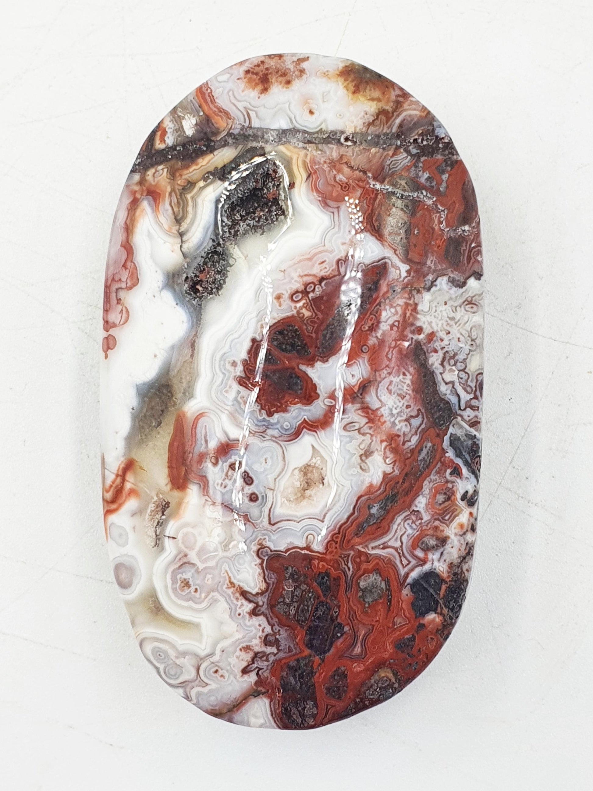 Beautiful Mexican Agate Palm / Crazy Lace Agate Palm Stone / Agate Palm / Meditation Palm / Reiki Crystal- 105g