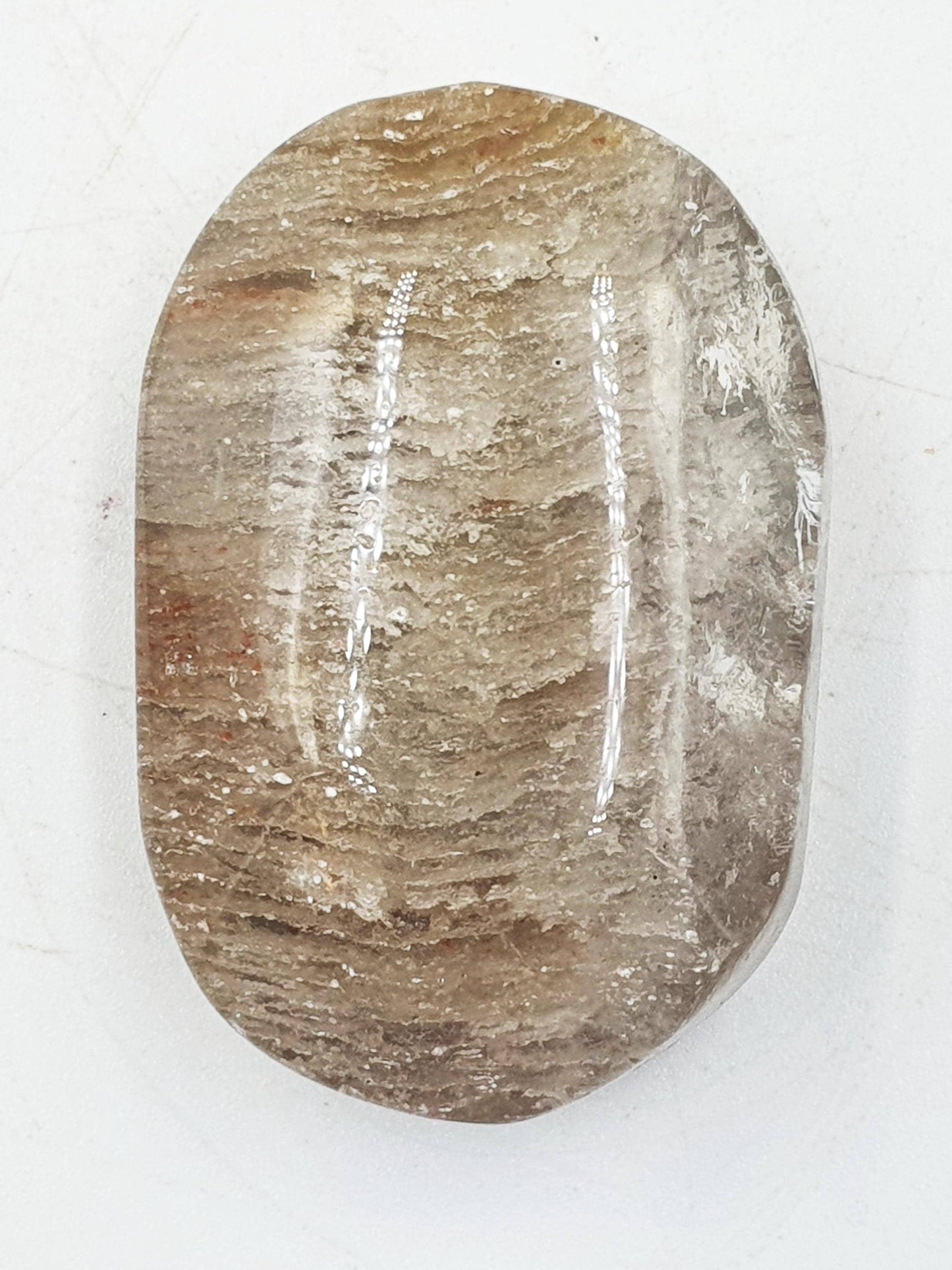 High Grade Sparkly Thousand Layer Palm with rainbow - Thousand Layer (Lodolite) Palm Stone / Meditation Palm / Reiki Crystal Palm - 40g