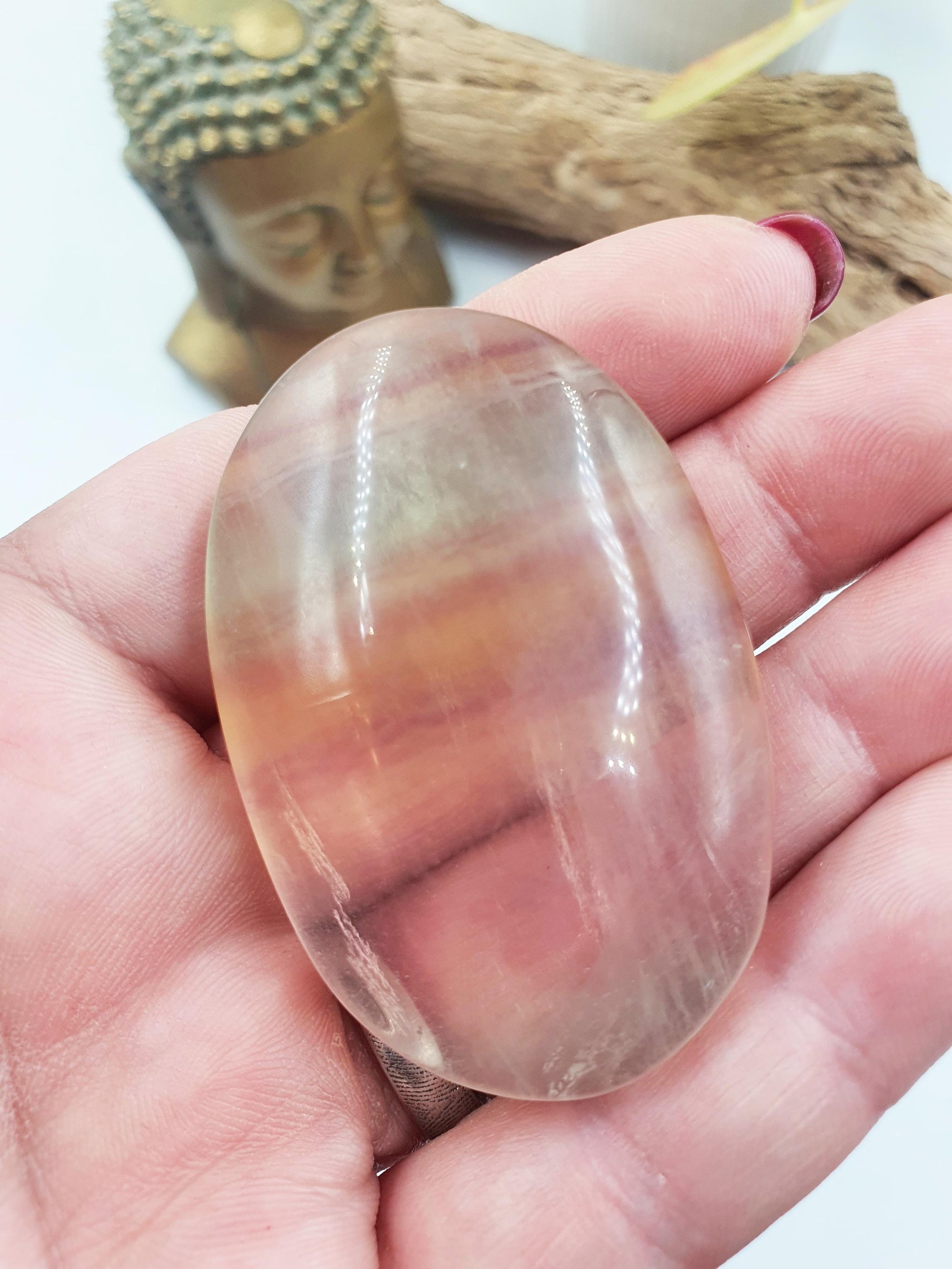 Cute Candy Fluorite Palm / Fluorite Palm / Fluorite Palmstone / Meditation Palm / Reiki Crystal - 60g