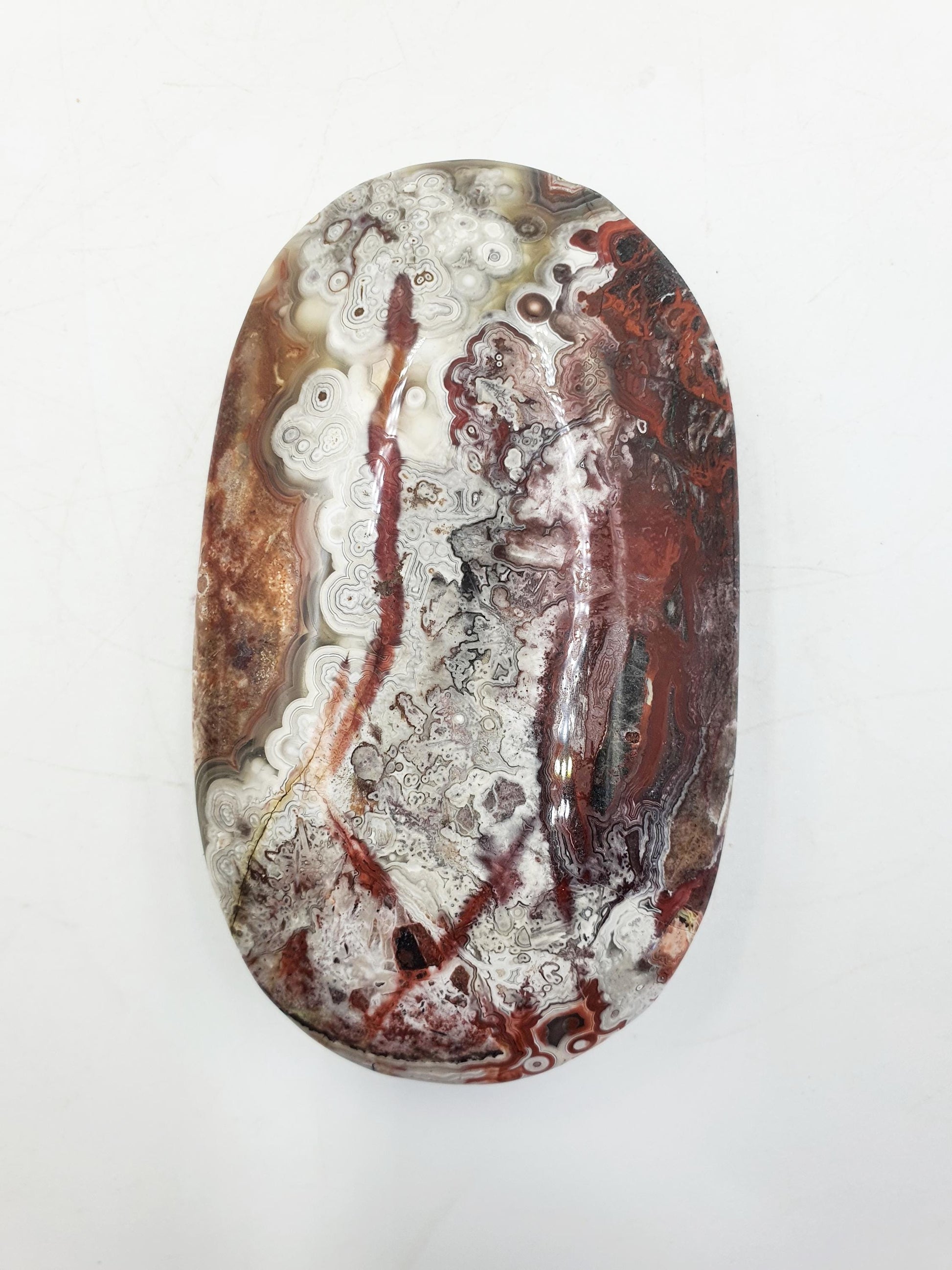 Large Beautiful Mexican Agate Palm / Crazy Lace Agate Palm Stone / Agate Palm / Meditation Palm - 196g