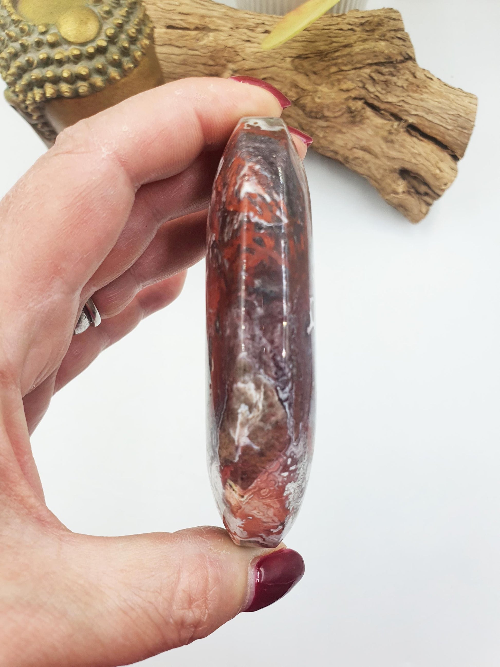 Large Beautiful Mexican Agate Palm / Crazy Lace Agate Palm Stone / Agate Palm / Meditation Palm - 196g