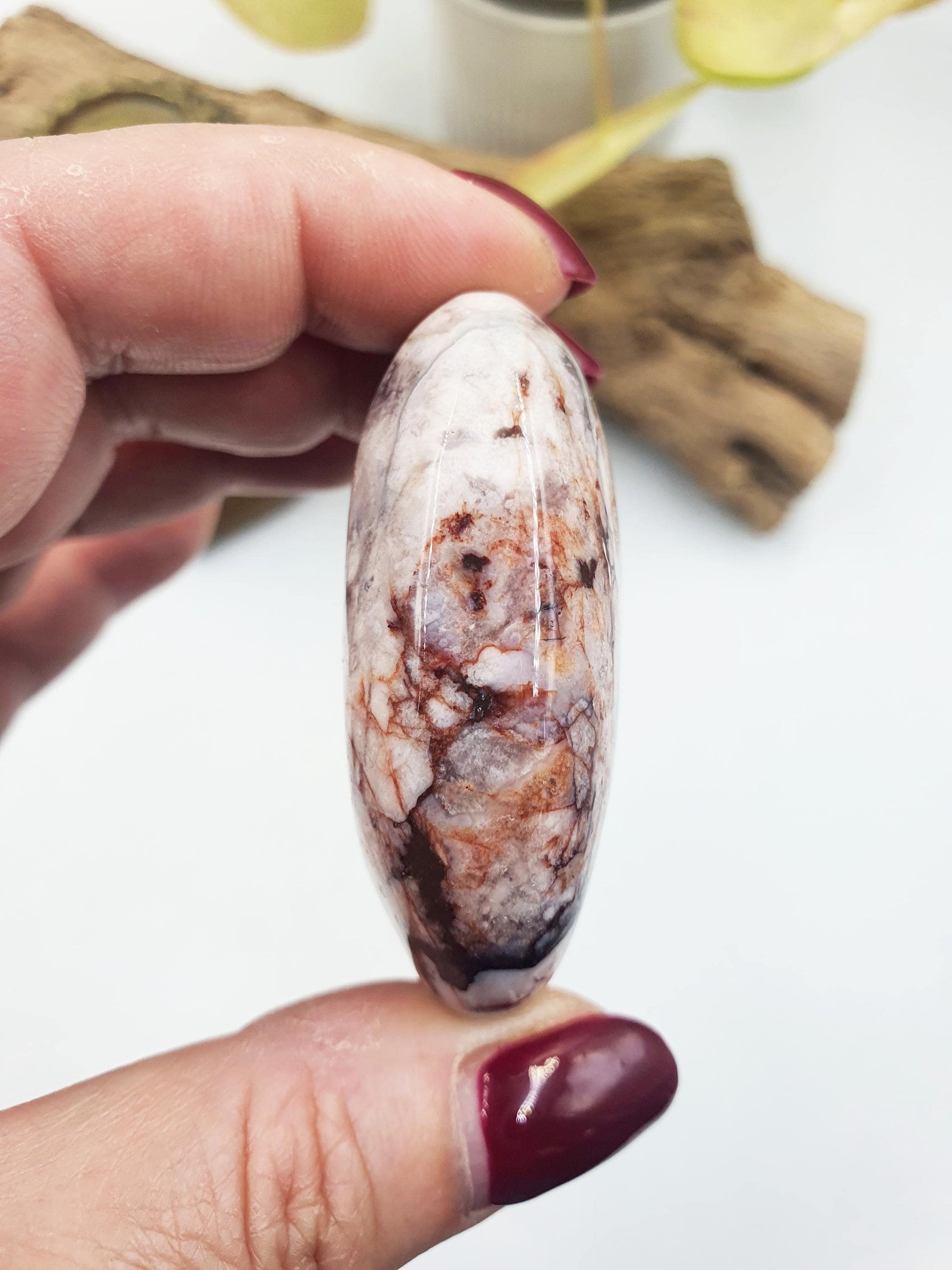 Gorgeous Blue Flower Agate Drusy Palm / Sakura Agate Palm Stone / Blue Flower Agate Crystal / Meditation Palm - 75g