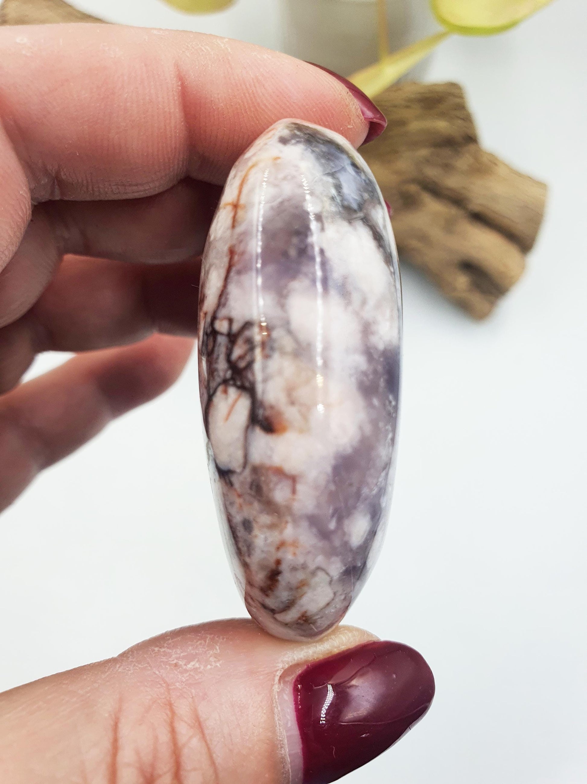 Gorgeous Blue Flower Agate Drusy Palm / Sakura Agate Palm Stone / Blue Flower Agate Crystal / Meditation Palm - 75g